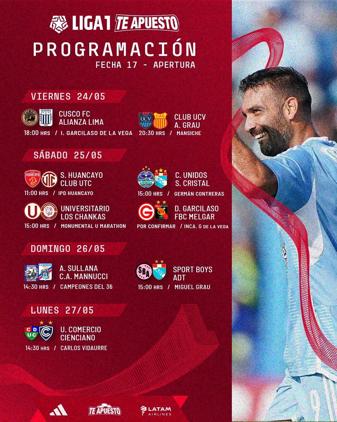 Programación de la fecha 17 del Torneo Apertura de la Liga 1 2024