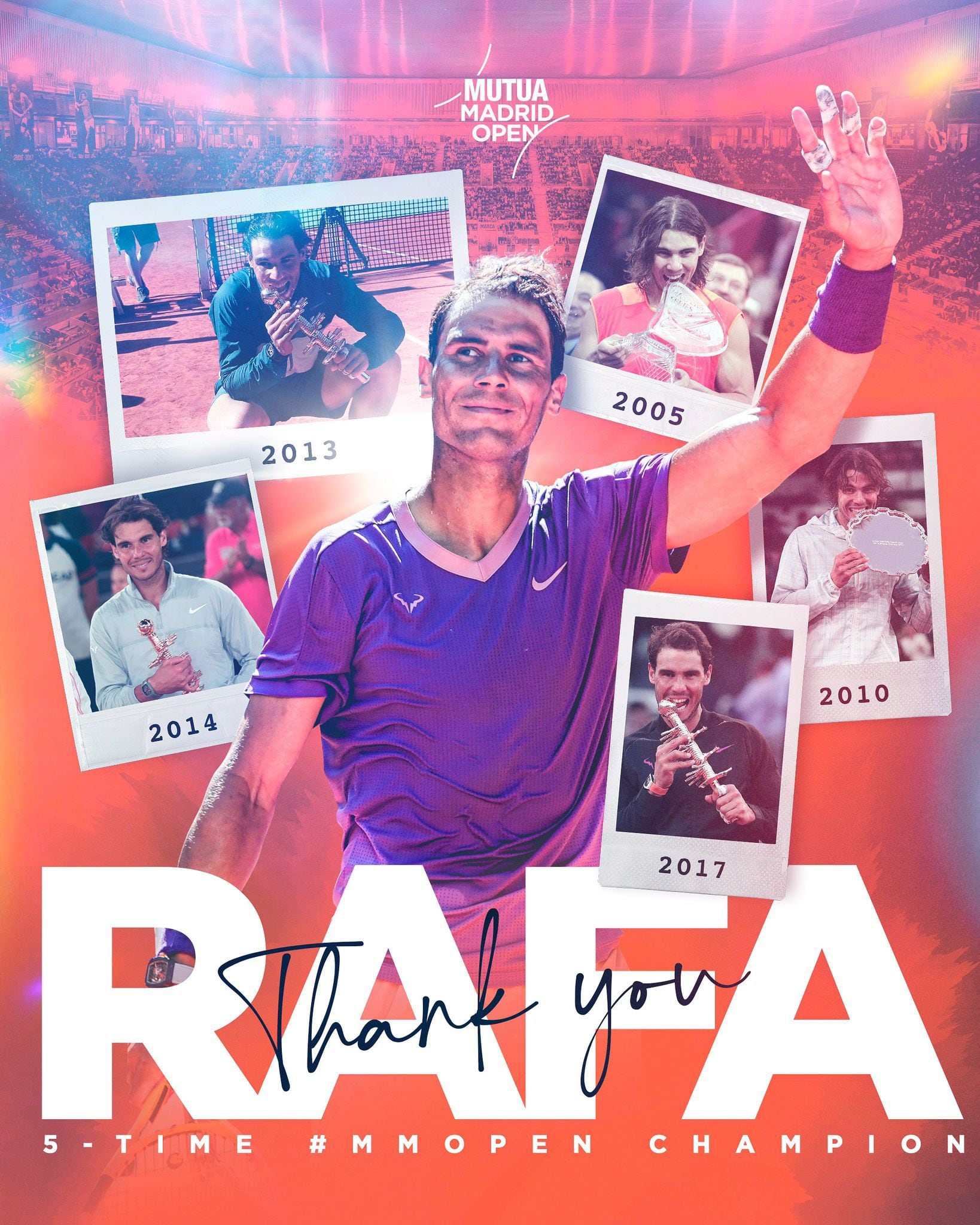 Post de despedida del Mutua Madrid Open a Rafa Nadal (@@MutuaMadridOpen)