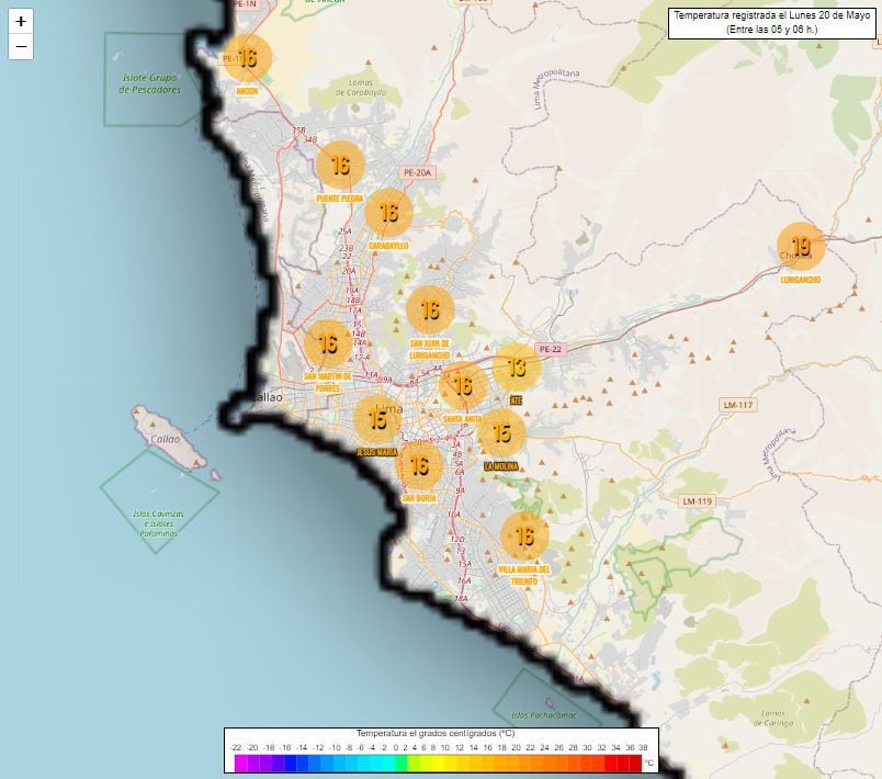 Temperatura en Lima durante las primeras horas de hoy, 20 de mayo, según reporte del Senamhi