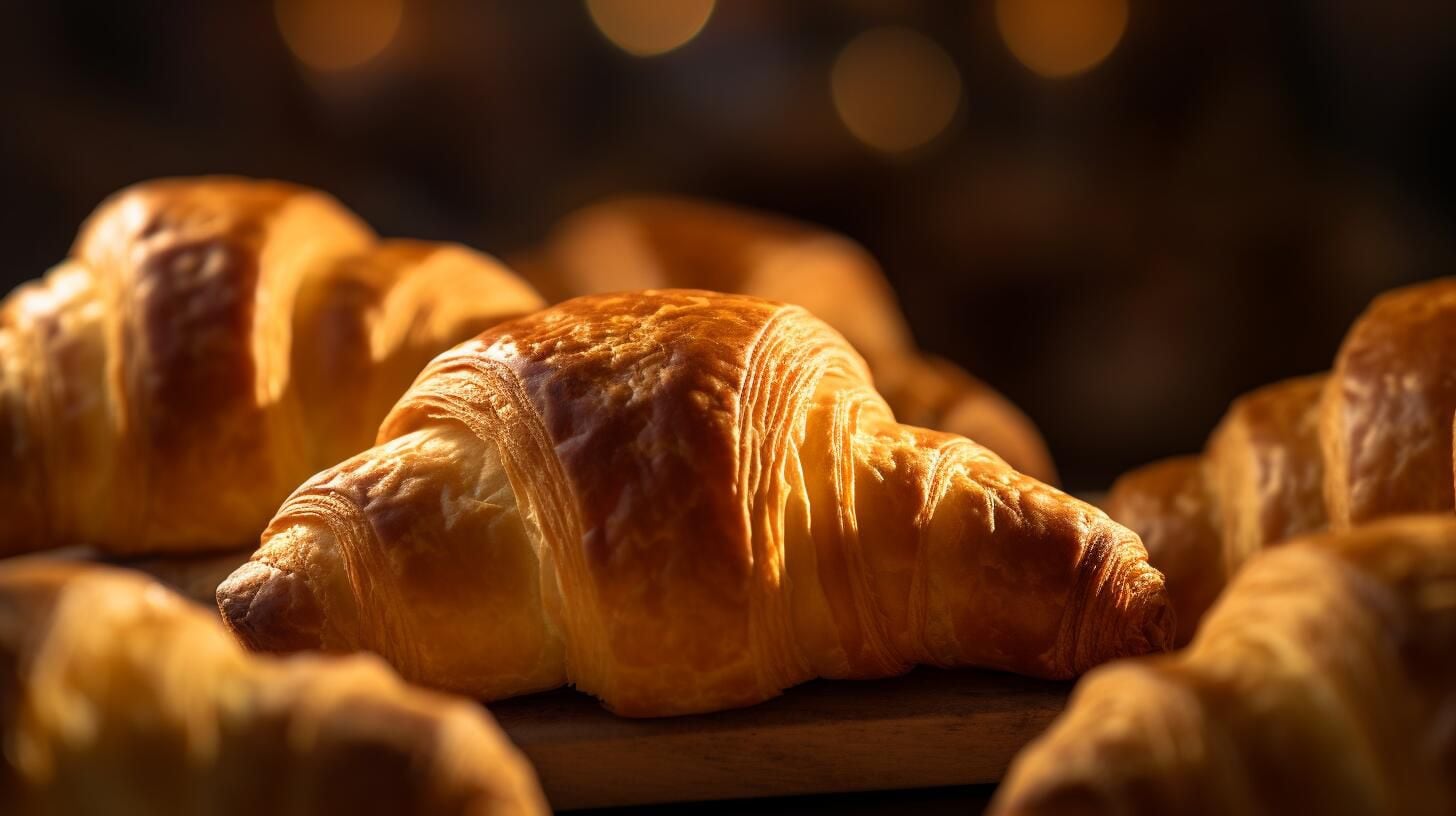 Imagen apetitosa de medialunas y croissants en una panadería. El pan recién horneado, dorado y crujiente, invita a disfrutar de desayunos y meriendas con un toque irresistible. (Imagen Ilustrativa Infobae)