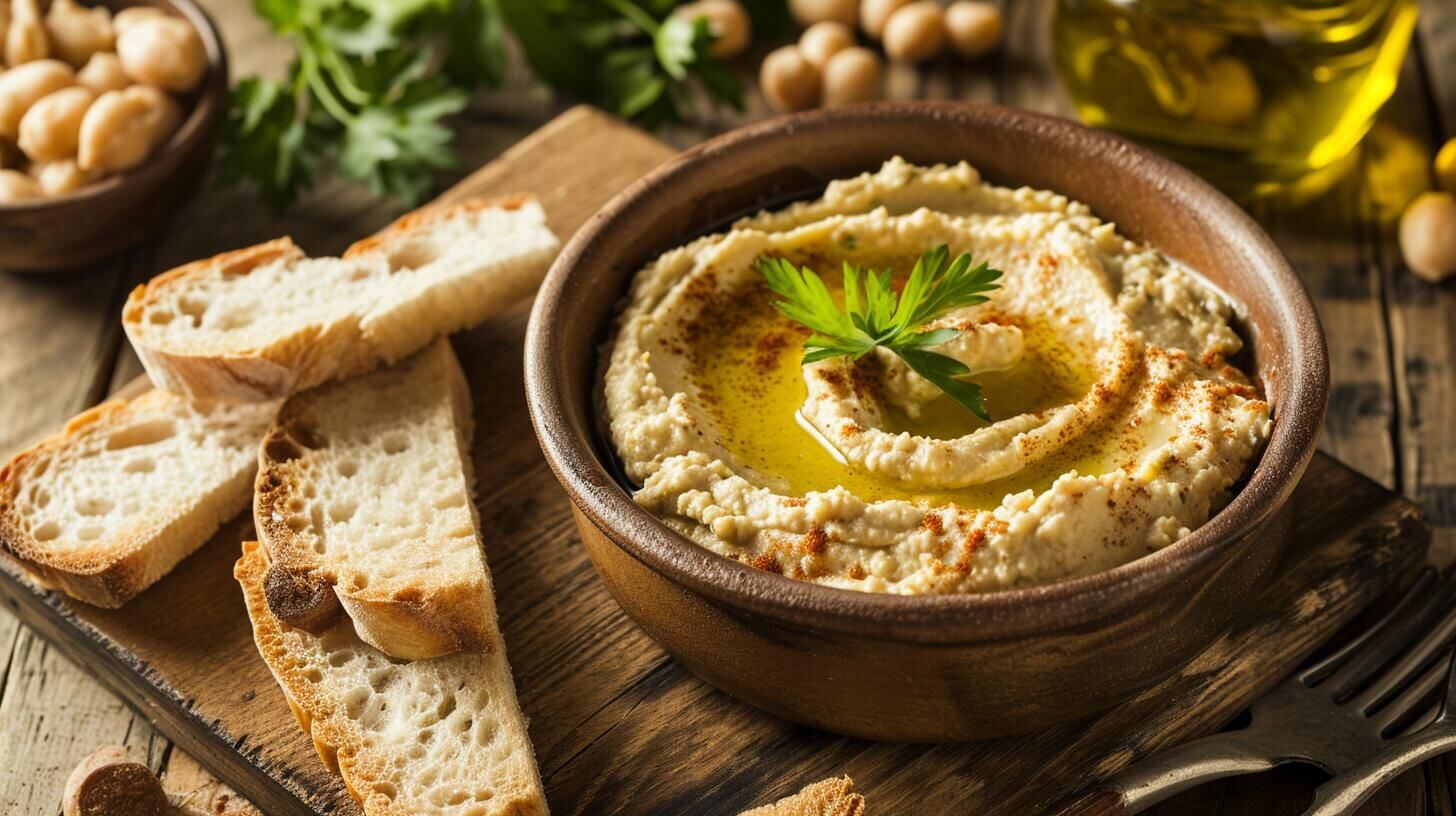 Explora la deliciosa combinación de hummus y pan casero, una fusión gastronómica que resalta la creatividad en la cocina. Descubre cómo estas recetas elevan la experiencia alimentaria con nutrición y sabores únicos. (Imagen Ilustrativa Infobae)