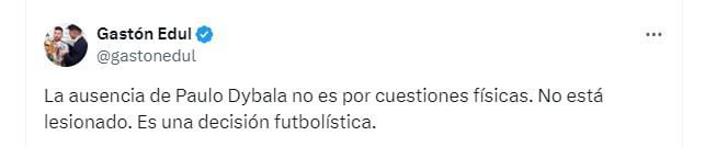 gastón edul dybala ausente