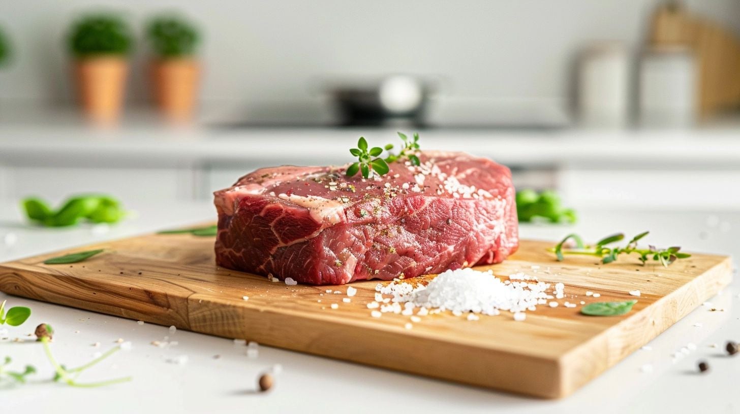 Imagen de una jugosa chuleta de carne sobre madera, enfatizando el valor de la proteína en una alimentación equilibrada. La carne, considerada fundamental en la gastronomía y nutrición, aguarda su preparación culinaria. Palabras clave: jugosa chuleta, valor proteico, alimentación equilibrada, carne esencial, gastronomía, preparación culinaria, nutrición saludable, ingrediente cocina, componente dieta, sustento alimenticio. (Imagen ilustrativa Infobae)