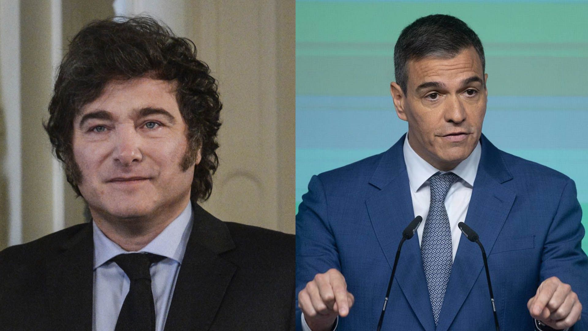 Javier Milei y Pedro Sánchez