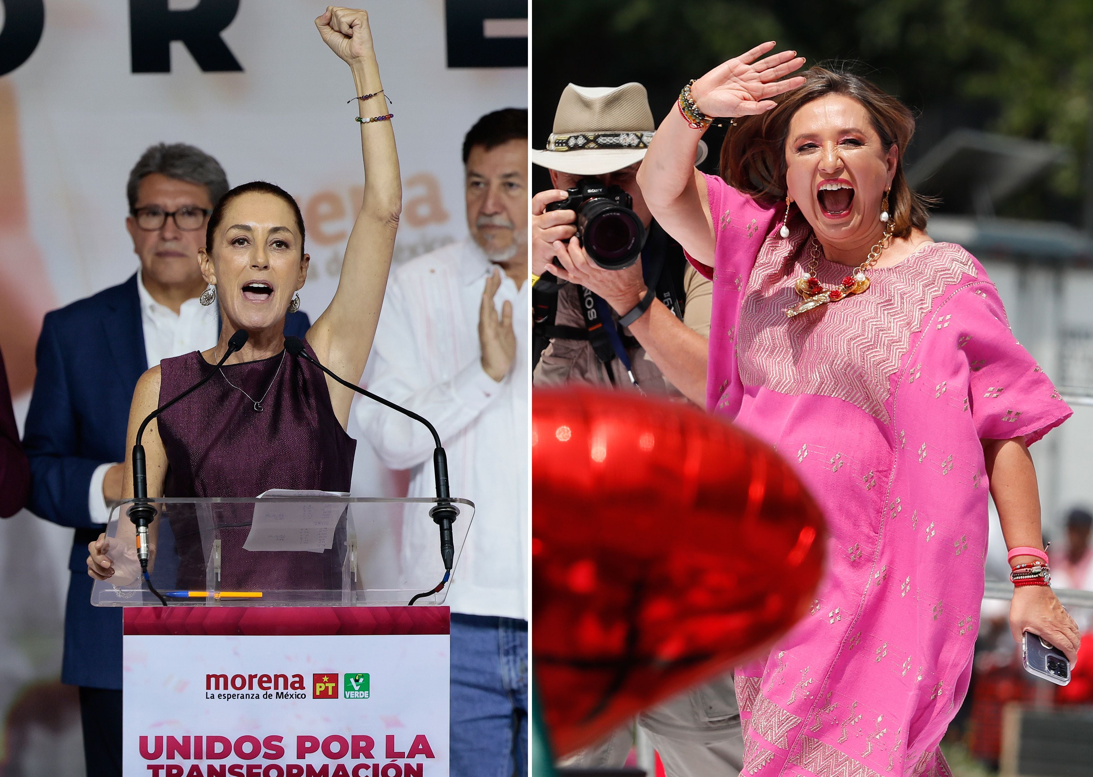 La mayoría de las encuestas ponen arriba a Sheinbaum., EFE/José Méndez/Mario Guzmán
