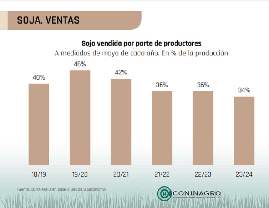 Soja: ritmo de ventas de la campaña agrícola  2023/24