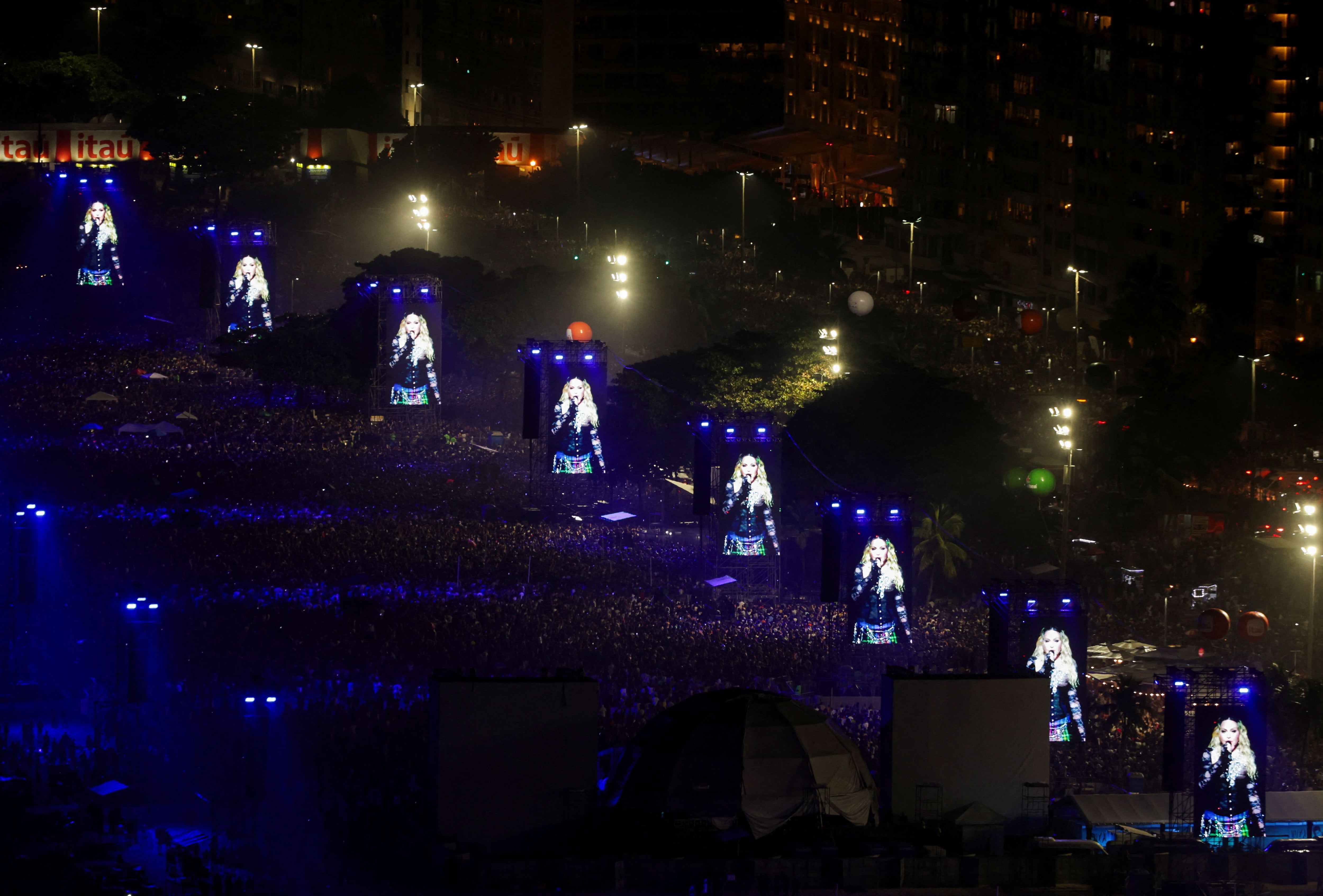 People attend Madonna's concert at the Copacabana beach, in Rio de Janeiro, Brazil May 4, 2024. REUTERS/Ricardo Moraes