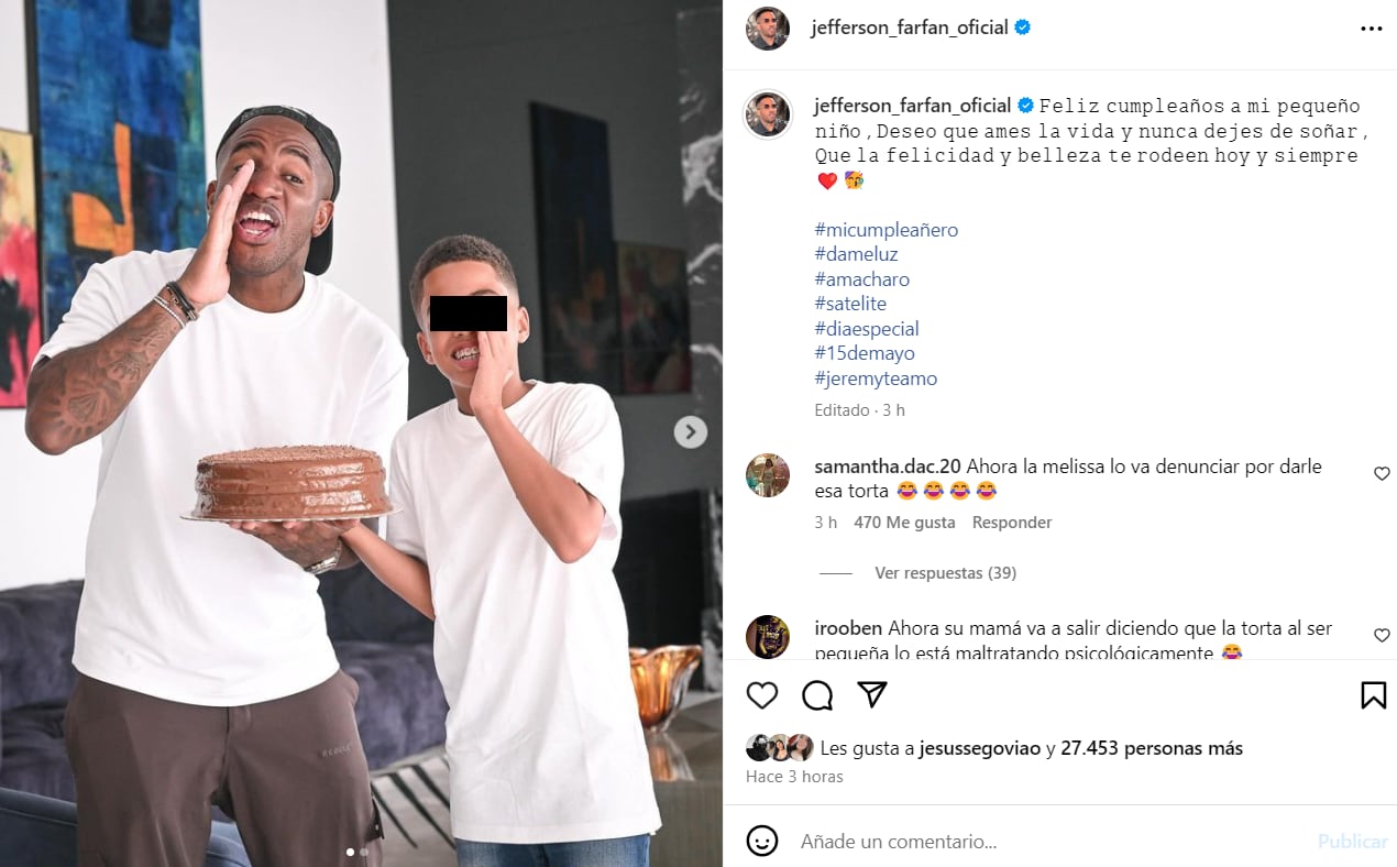 Jefferson Farfán publica foto por el cumpleaños de su hijo y usuarios le recuerdan denuncia de Melissa Klug