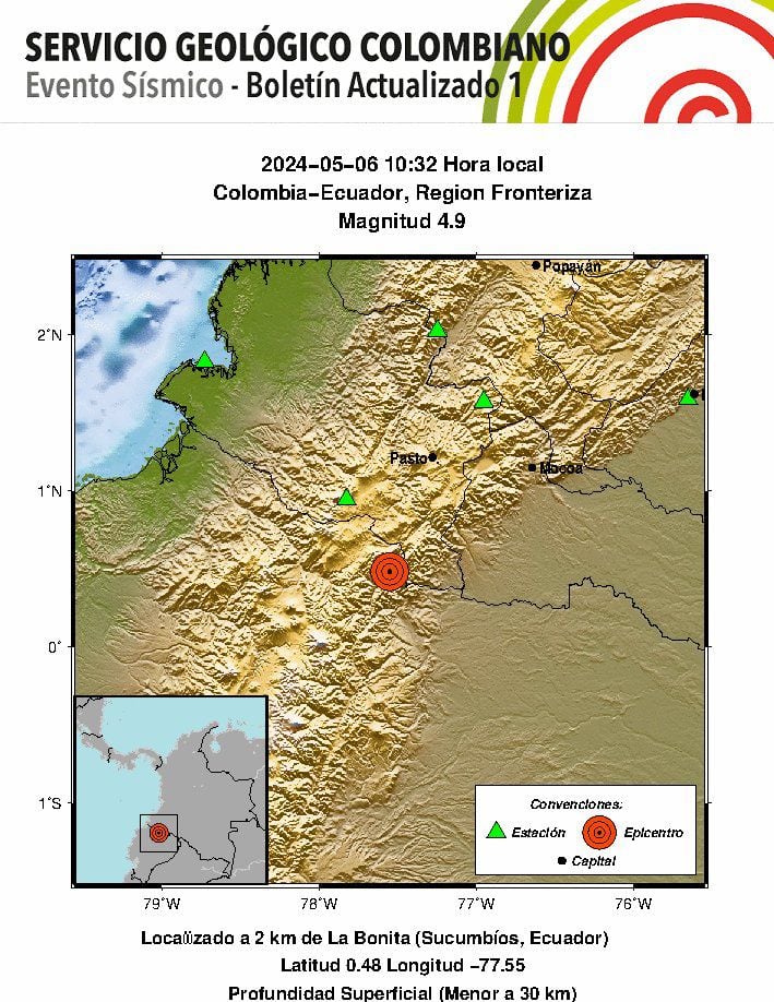 Los movimientos sísmicos fueron de gran intensidad y se percibieron en la frontera con Colombia - crédito SGC