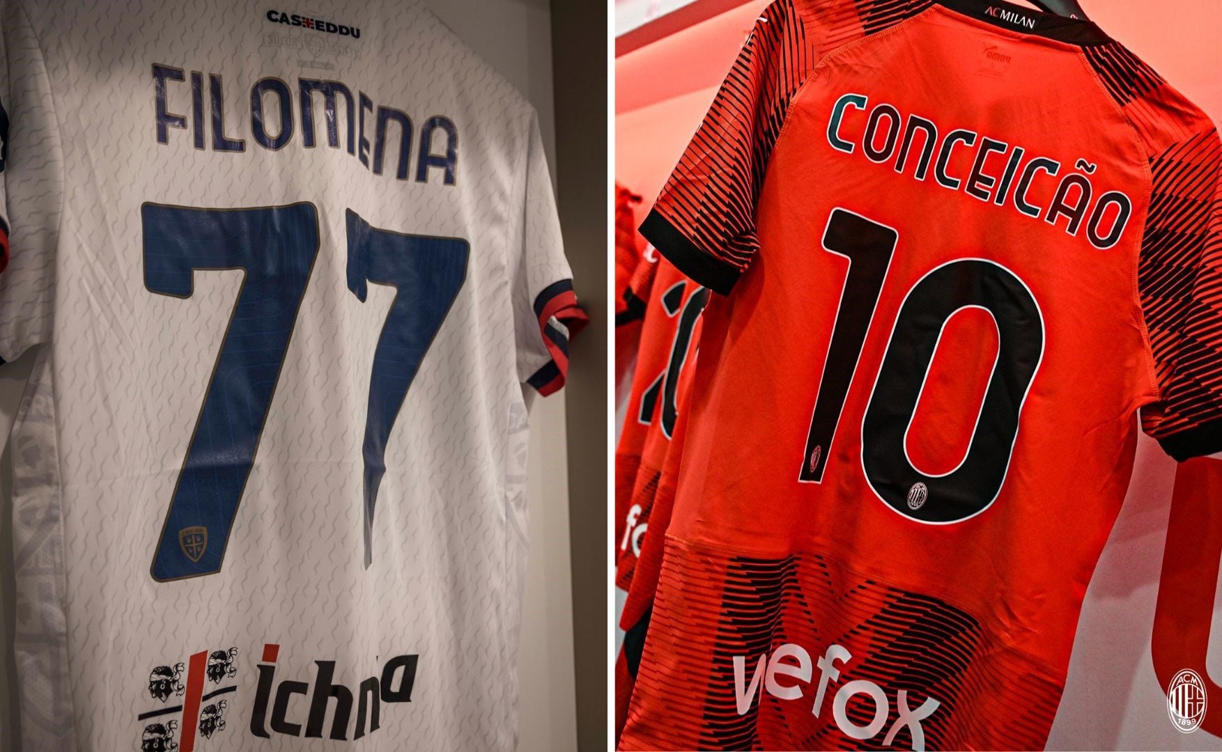 Los jugadores de Cagliari y AC Milan saldrán con el apellido materno en sus camisetas.