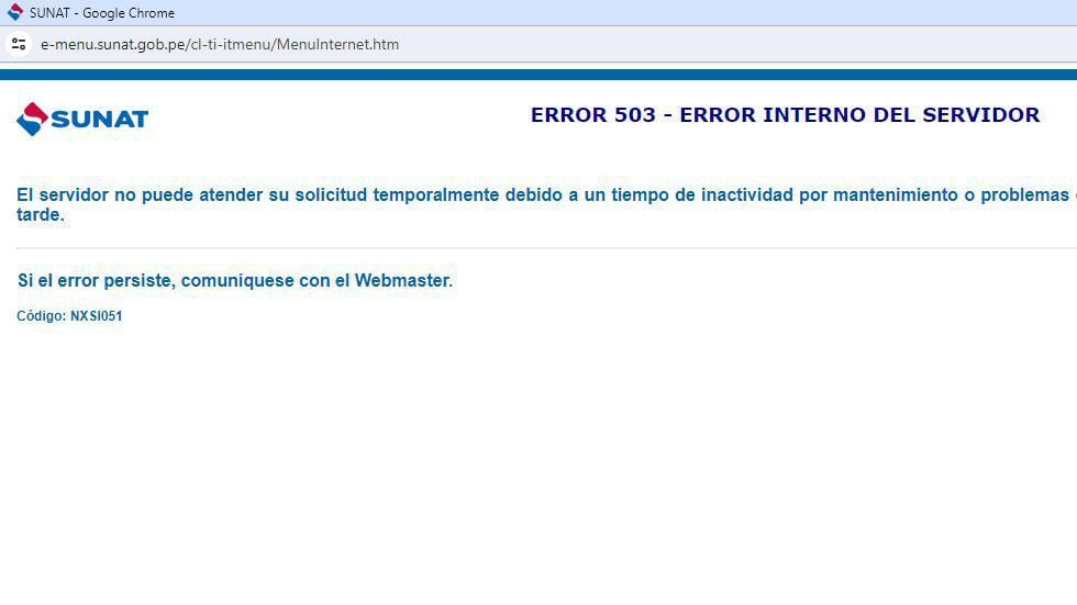 Web de la Sunat presenta fallas. (Foto: Infobae)