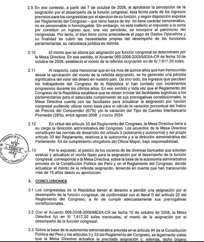 Justificaciones de los voceros que solicitaron aumentarse el sueldo. El Comercio.