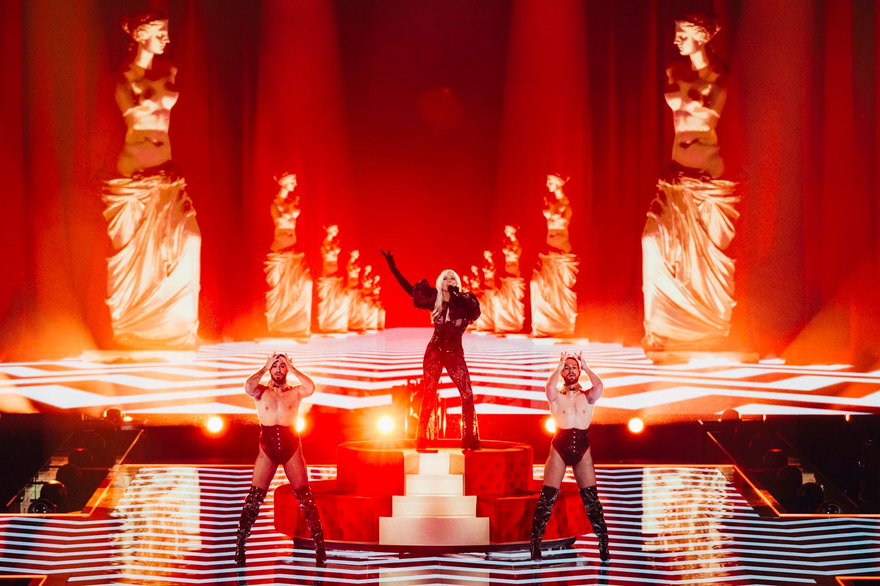 Nebulossa rehearsing ZORRA for Spain at the First Rehearsal of the Grand Final at Malmö Arena