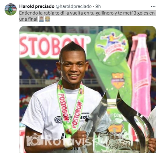 El mensaje de Harold Preciado a los hinchas de América que provocó algunas respuestas de los seguidores del fútbol vallecaucano - crédito Harold Preciado / X