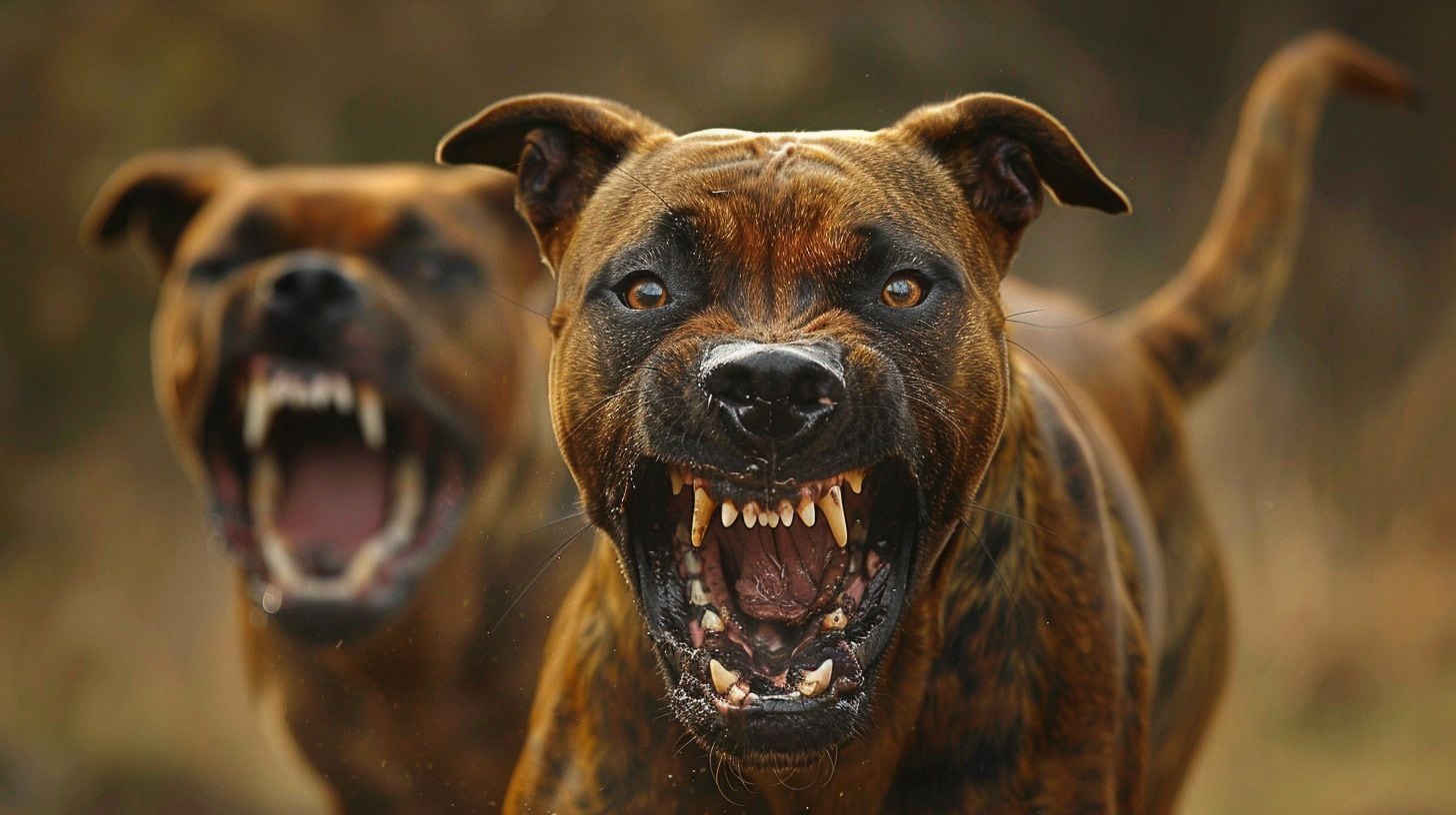 Fotografía de un perro en actitud amenazante, ladrando con fuerza - (Imagen Ilustrativa Infobae)