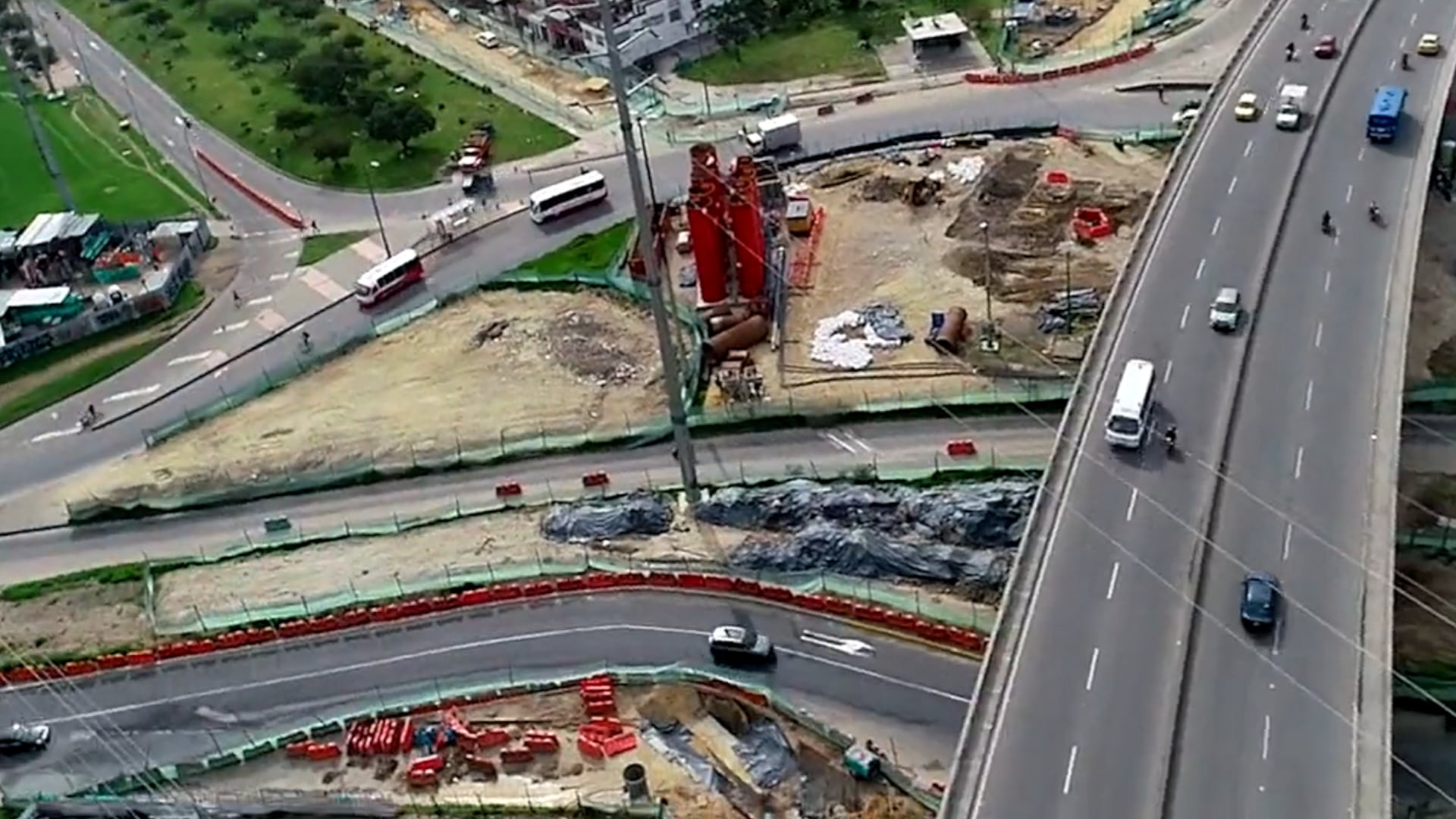 Imagen del avance de las obras para el metro de Bogotá en la avenida 68 con avenida Primera de Mayo. (Metro de Bogotá)