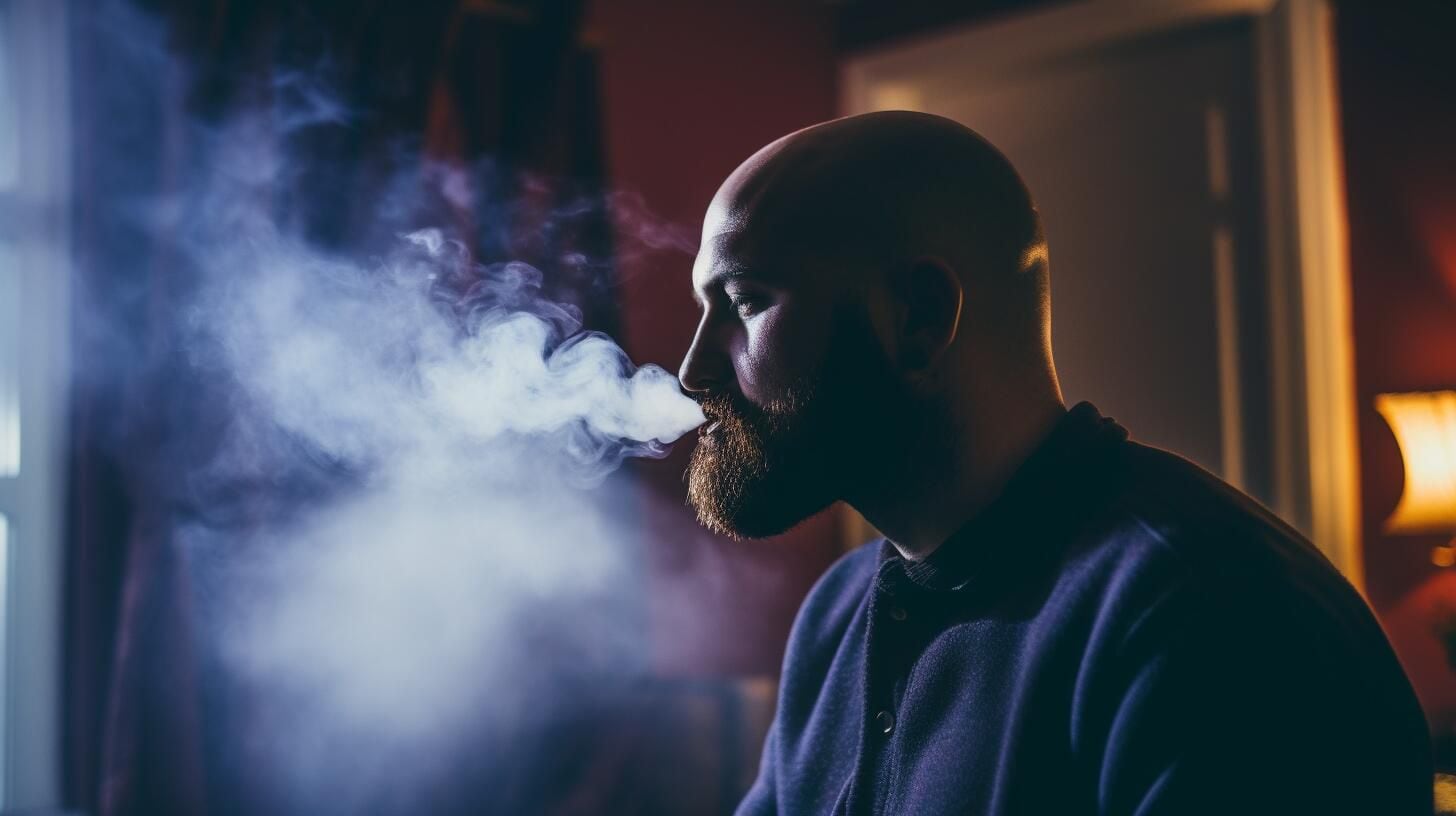 Peligro en cada exhalación: La foto muestra a un hombre liberando humo de cigarrillo, subrayando los riesgos asociados al tabaco. Un recordatorio visual sobre la importancia de cuidar nuestra salud respiratoria y buscar alternativas más saludables. (Imagen Ilustrativa Infobae)