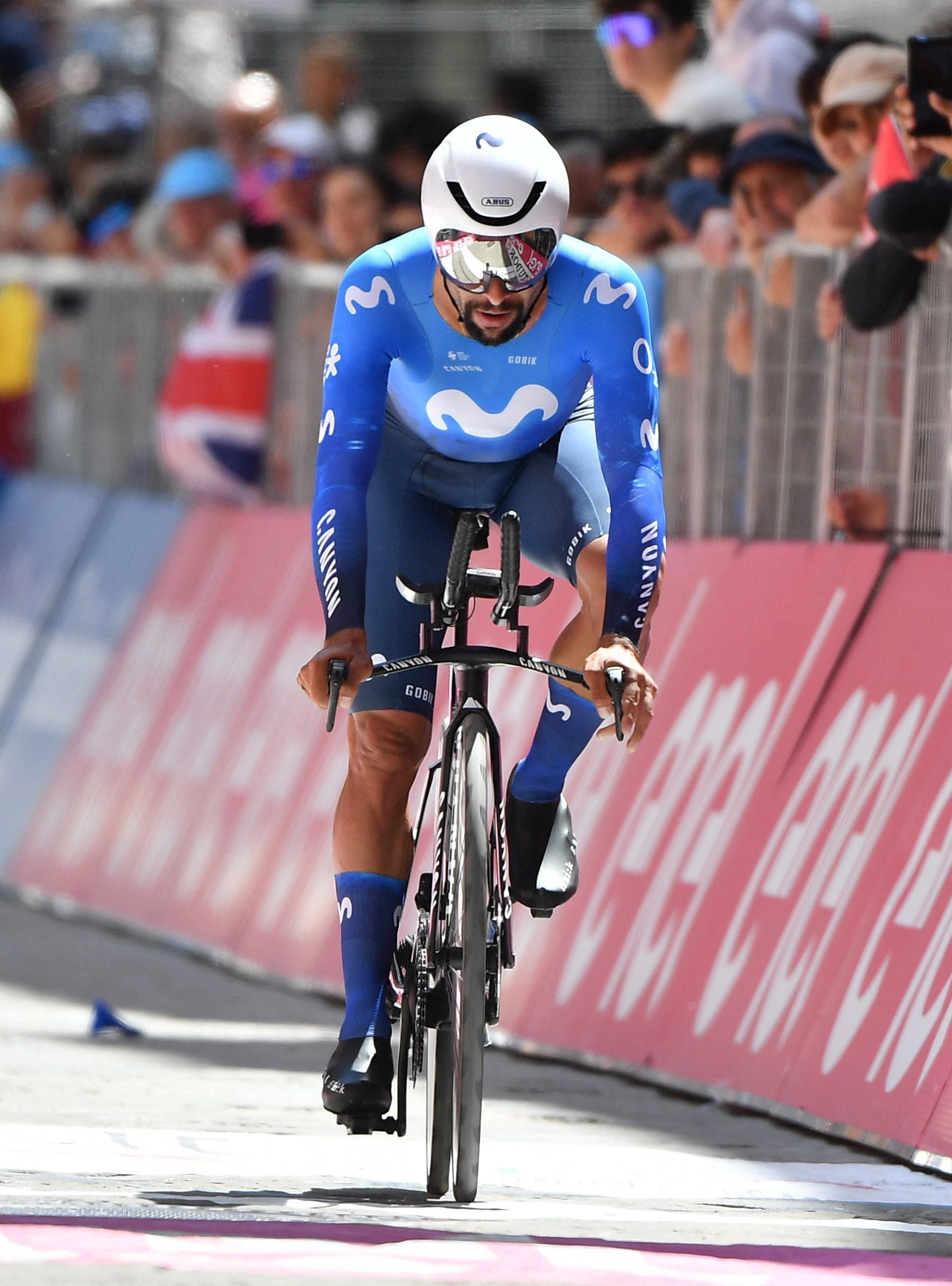 Cycling - Giro d'Italia - Stage 7 - Foligno to Perugia - Italy - May 10, 2024 Movistar Team's Fernando Gaviria crosses the finish line after stage 7 REUTERS/Jennifer Lorenzini