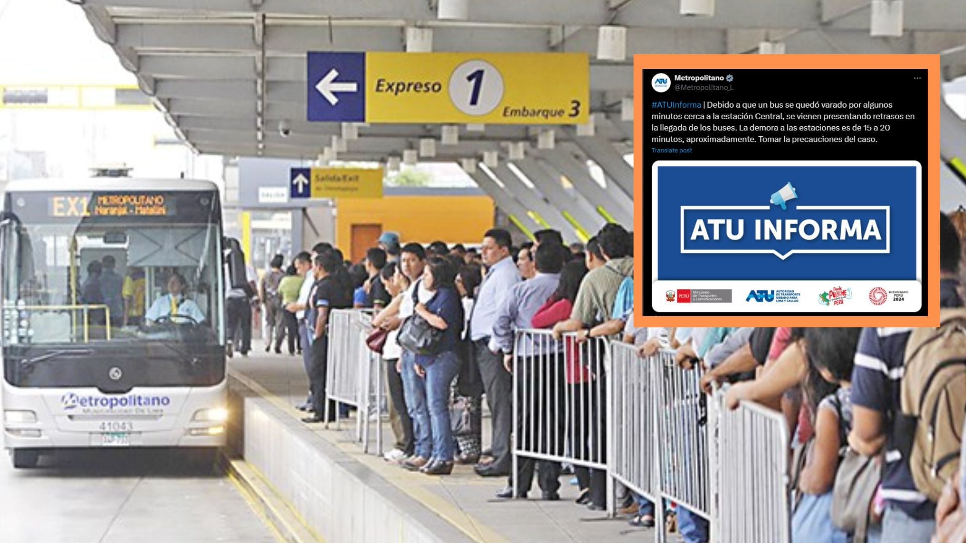 Metropolitano: anuncian retrasos de buses por unidad varada en Estación Central