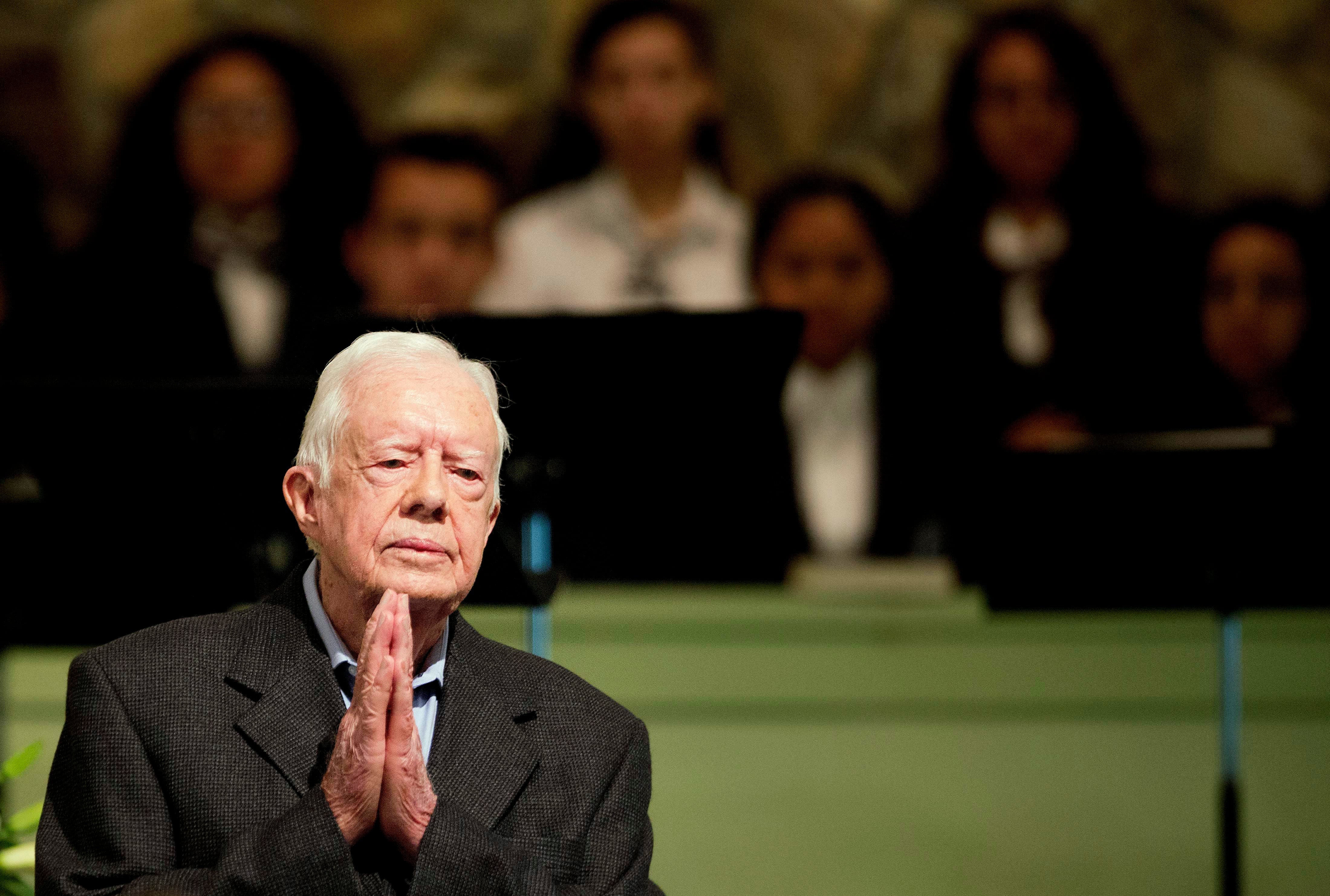 El ex presidente estadounidense Jimmy Carter en una foto de agosto de 2015, en Plains, Georgia. (AP Foto/David Goldman, archivo)