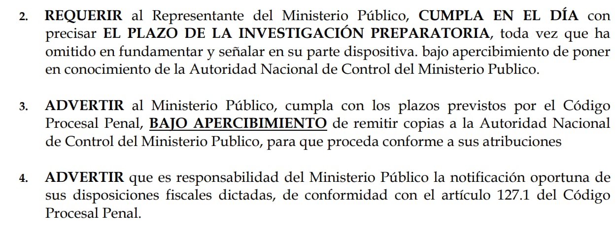 Jueza pide a Fiscal que establezca el plazo para el inicio de la investigación preparatoria. Hasta ahora, se desconoce la situación de las pesquisas. Infobae Perú.