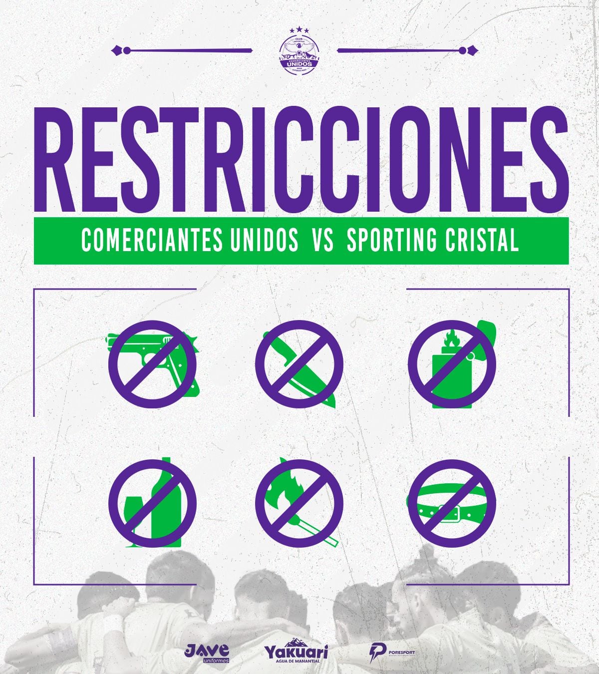 Comerciantes Unidos dio a conocer las restricciones para los hinchas que asistan al estadio Municipal Germán Contreras Jara ante Sporting Cristal.