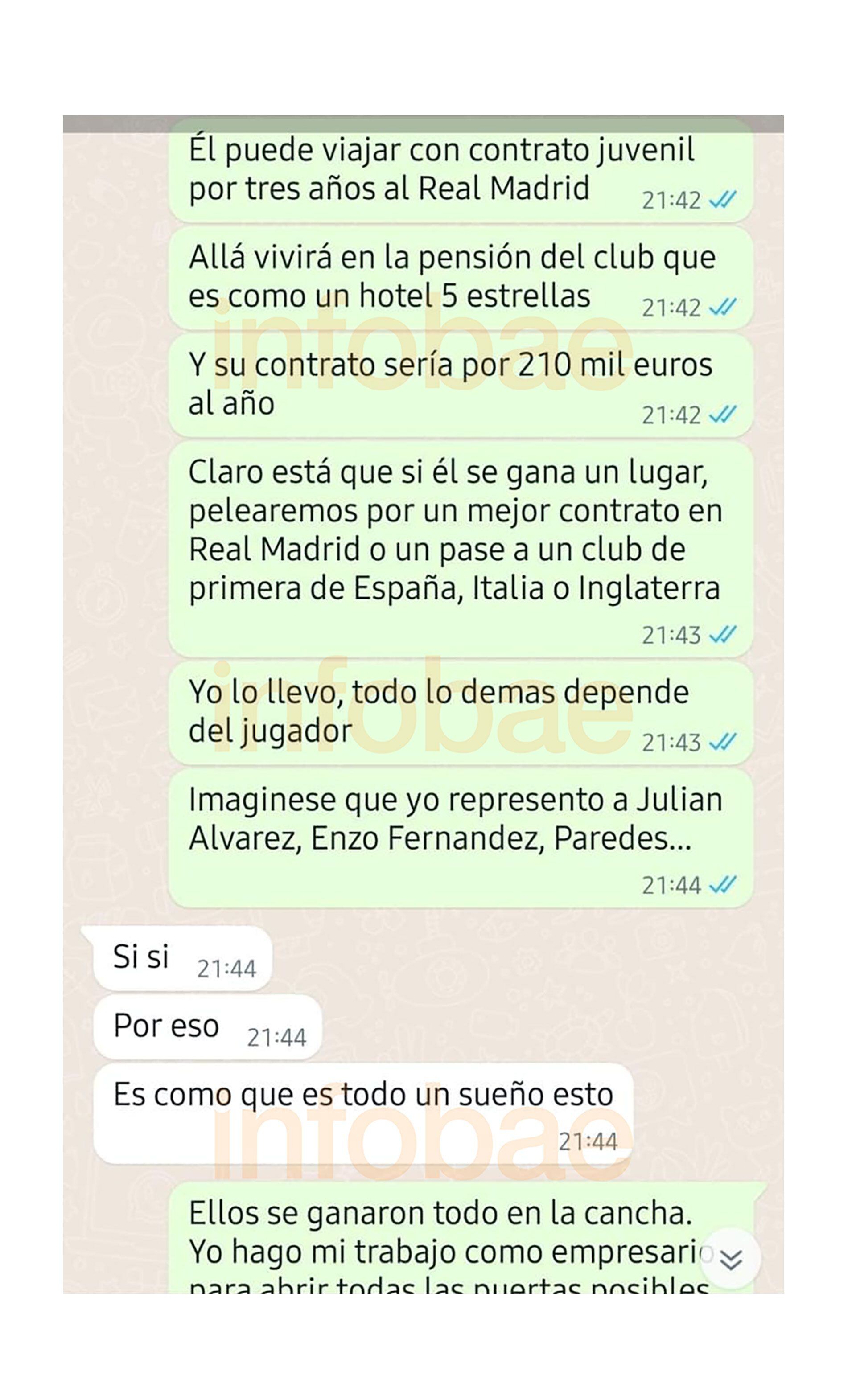 Los chats de Sebastián Infanzón sobre la falsa venta de jugadores a España