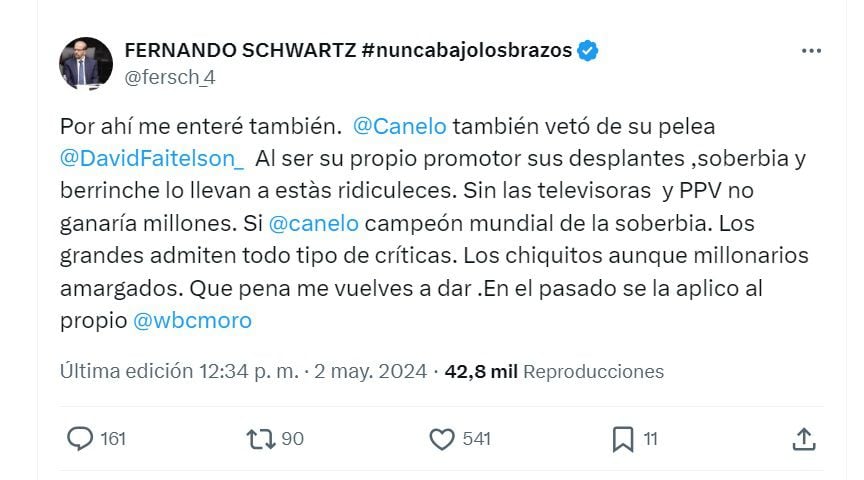 Canelo veta a Faitelson - 2 mayo