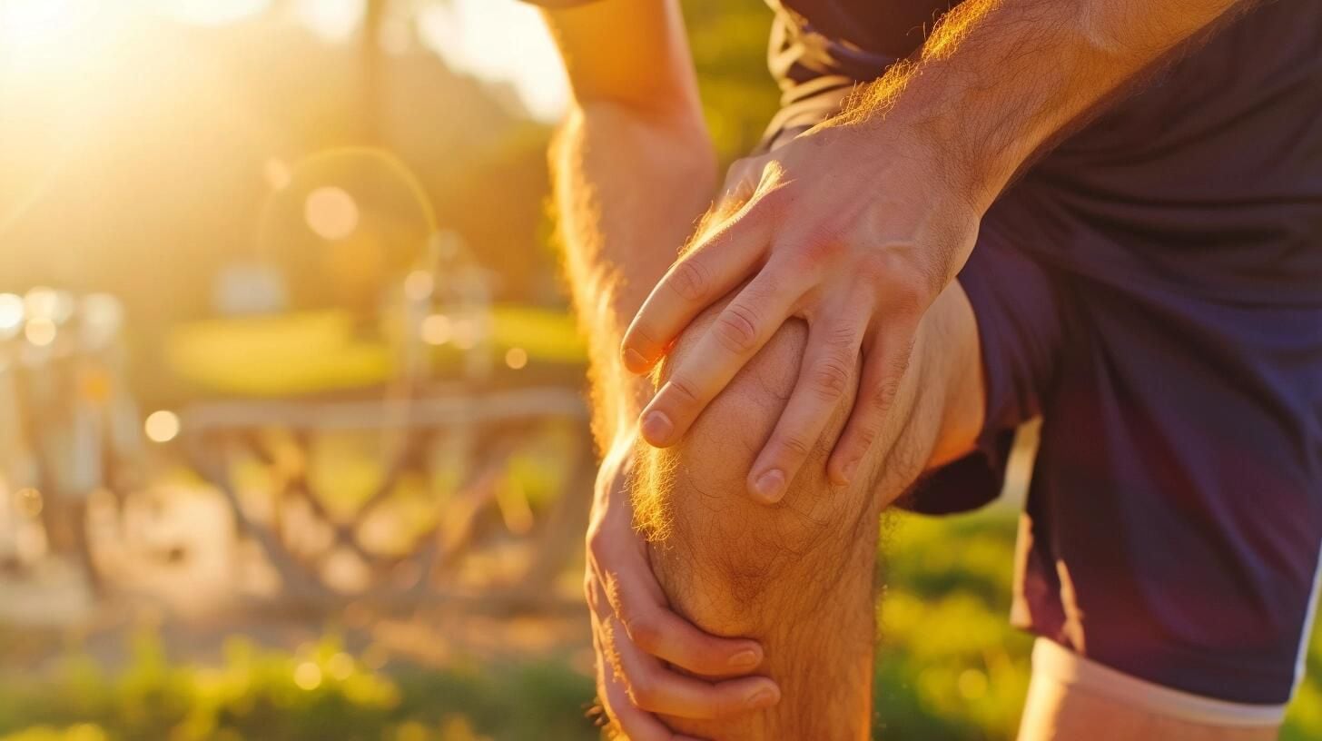 Deportista masculino joven sostiene su rodilla lesionada con expresión de dolor, evidenciando las consecuencias de no prestar atención al cuidado de la salud articular y muscular durante el ejercicio físico. Su gesto refleja la urgencia de atender las señales del cuerpo para evitar daños mayores. (Imagen ilustrativa Infobae).