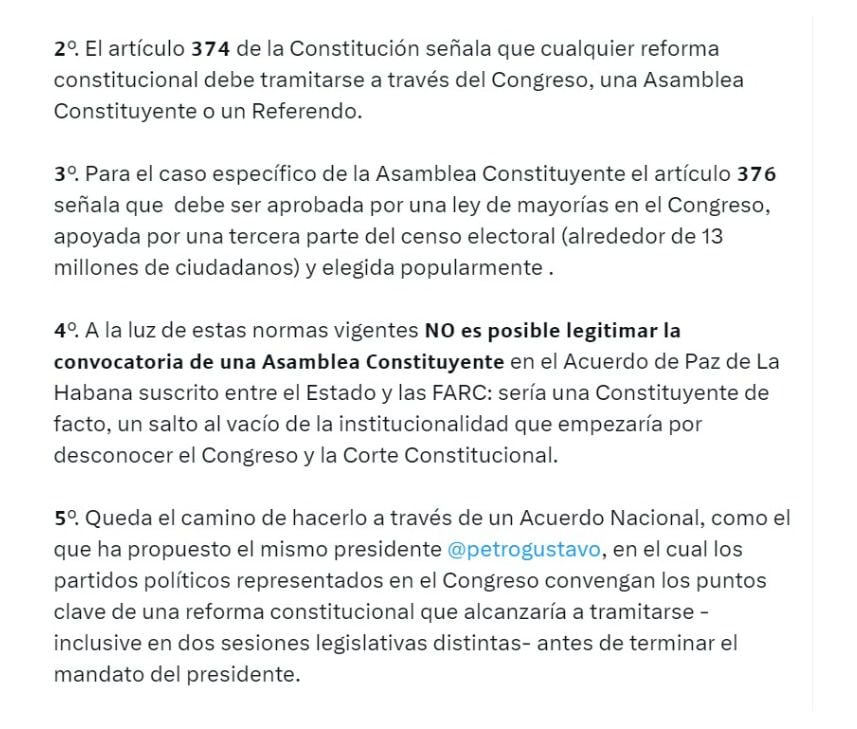 Ernesto Samper y sus comentarios sobre la constituyente