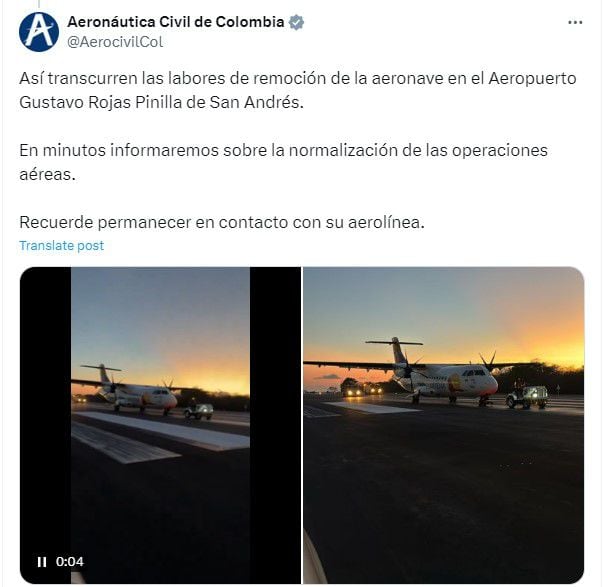 Publicación de la Aeronáutica Civil - crédito redes sociales