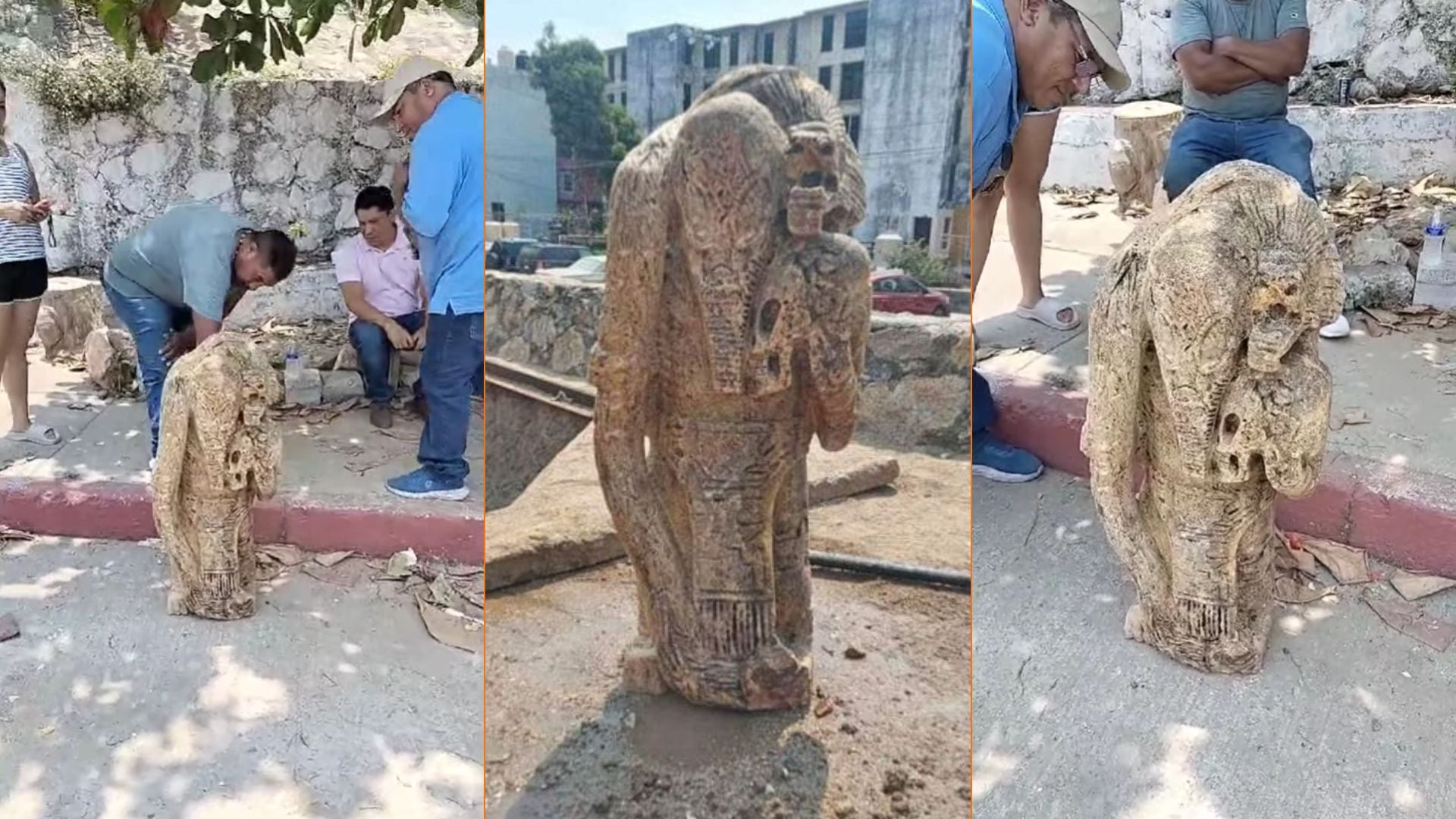 Empleados de la Comisión de Agua Potable y Alcantarillado del Municipio de Acapulco desenterraron la figura en la colonia Mozimba, zona con antecedentes de hallazgos arqueológicos.