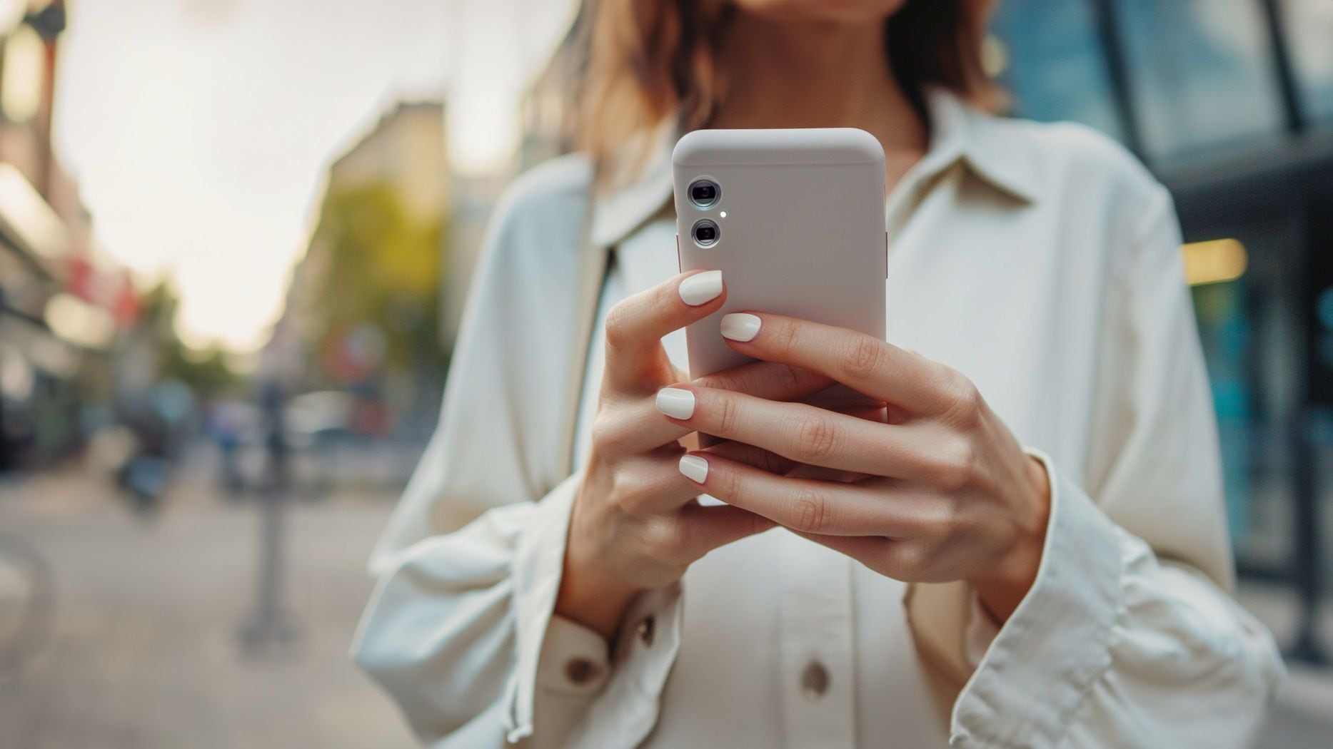 Una mujer con un celular en la mano interactuando con el mismo - (Imagen Ilustrativa Infobae)