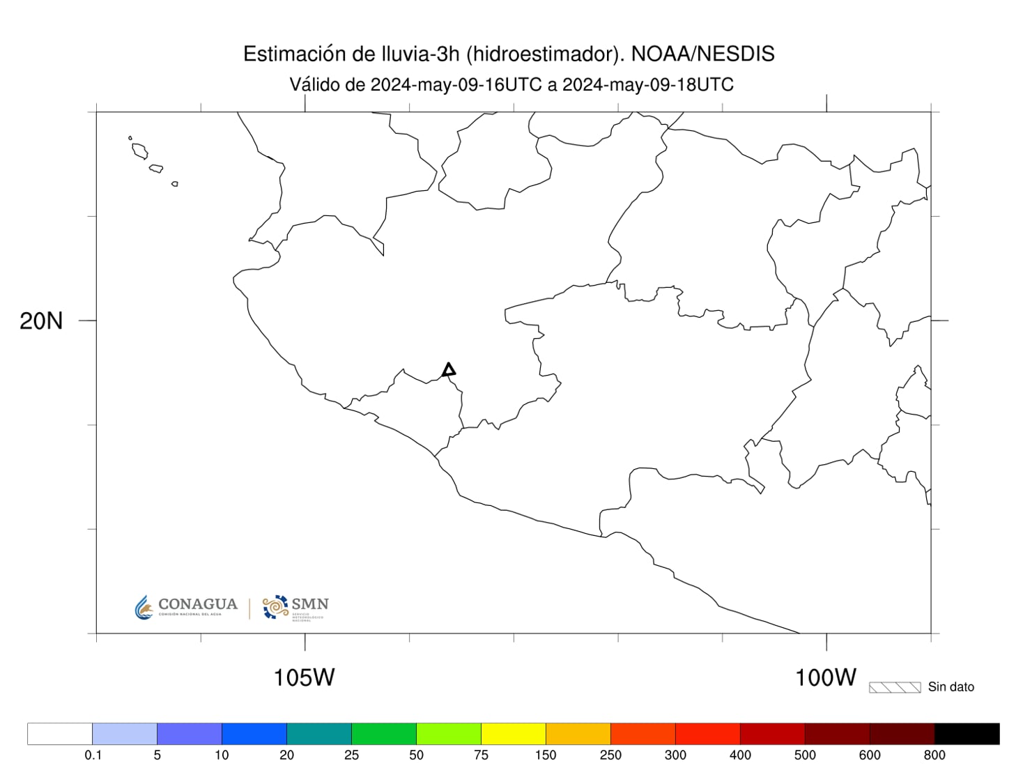 Imágen 3:Hidroestimador de las últimas tres horas