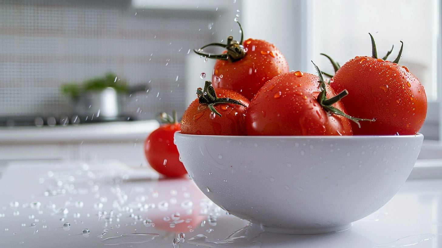 Imagen de tomates rojos y brillantes en un bowl sobre una encimera de cocina, destacando su papel como fuente de vitaminas y minerales. Este ingrediente básico, tanto versátil como económico, es fundamental para una dieta saludable y una cocina creativa. Palabras clave: tomates rojos, fuente de vitaminas, encimera de cocina, ingrediente básico, dieta saludable, cocina creativa, minerales, versátil, económico, bienestar nutricional. (Imagen ilustrativa Infobae)