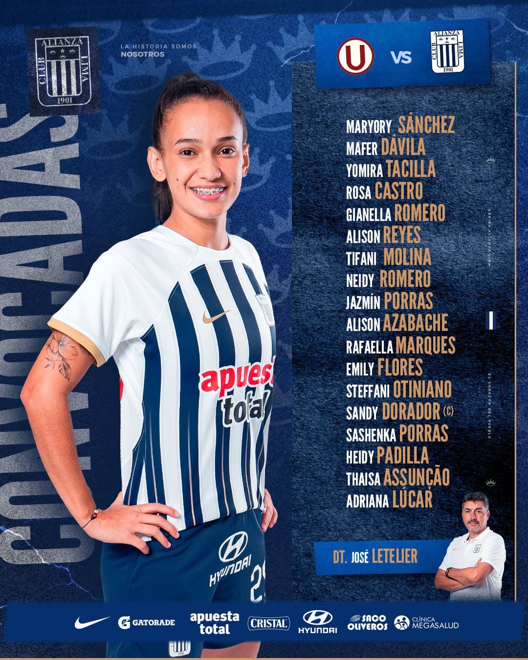 Las futbolistas convocadas de Alianza Lima para el duelo con Universitario de Deportes.