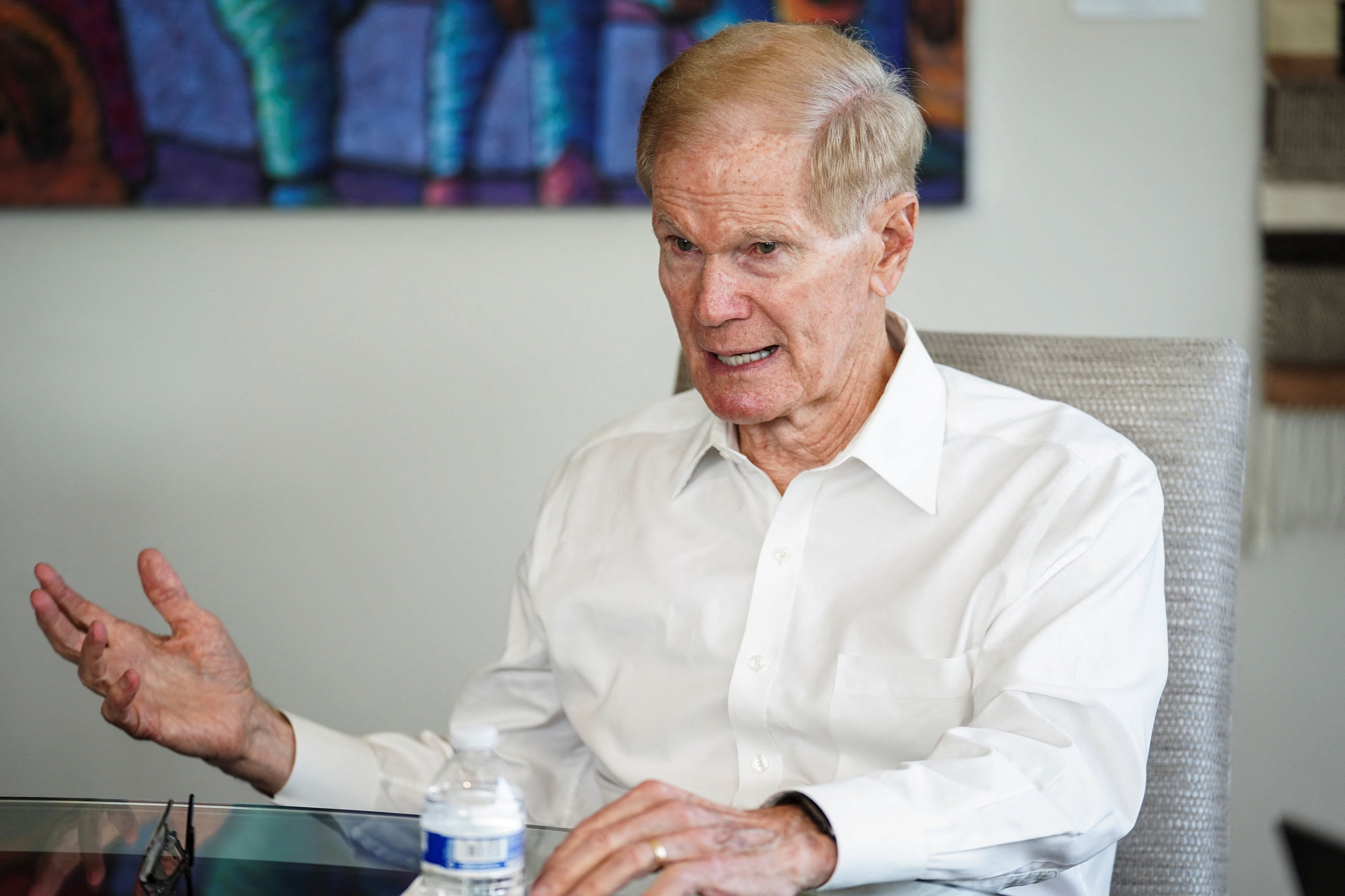 NASA Administrator Bill Nelson answers questions from reporters about U.S.-Mexico science collaborations, in Mexico City, Mexico, April 23, 2024. REUTERS/Toya Sarno Jordan