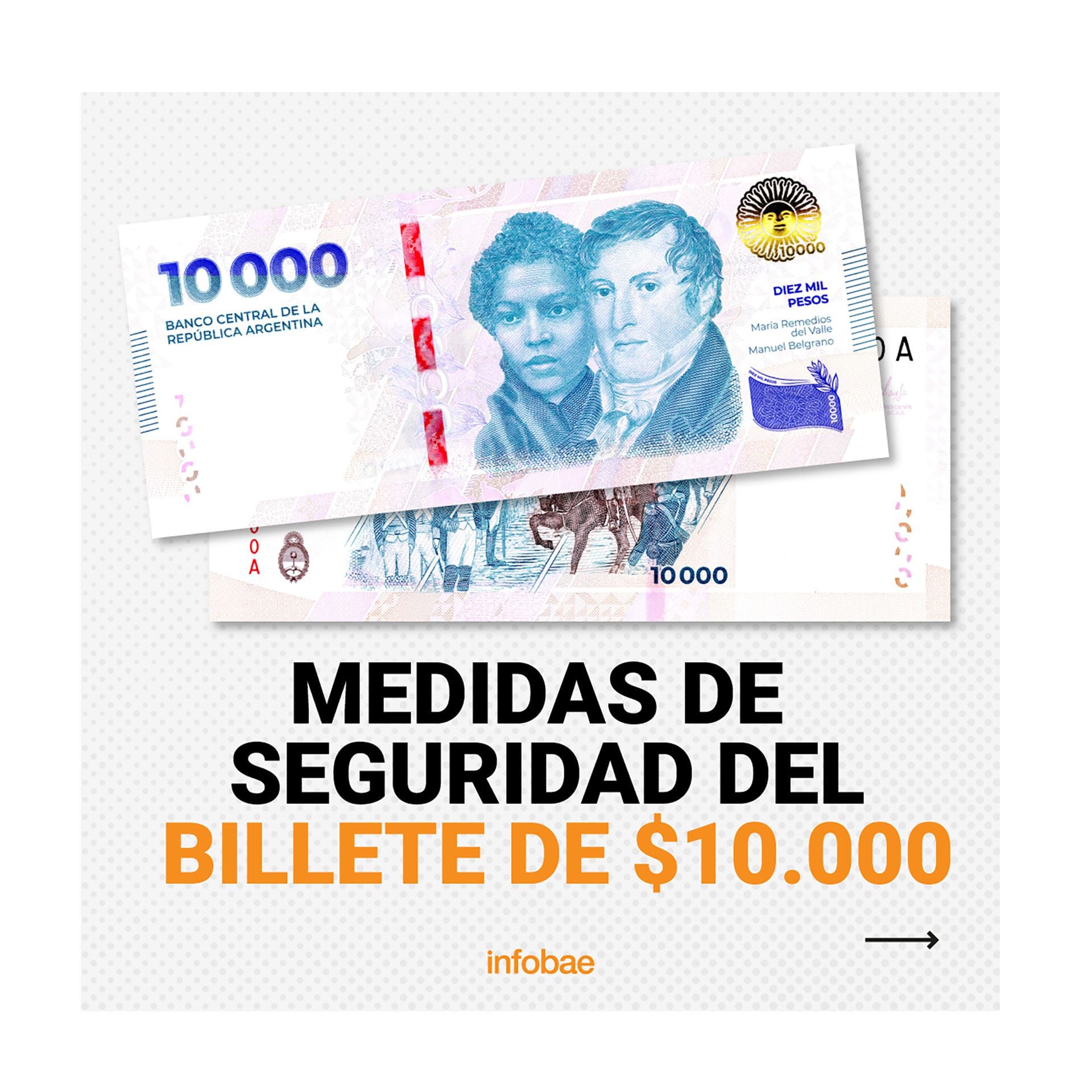 Medidas de seguridad billete de 10mil