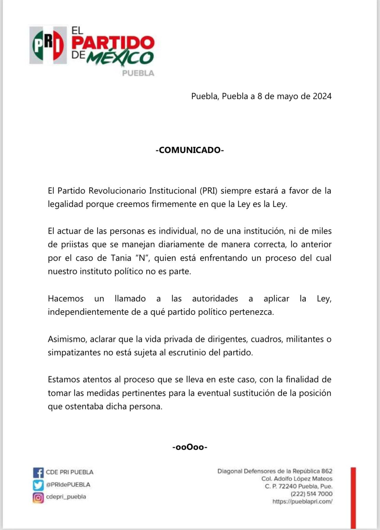 PRI-Puebla-Tania "N"-Tania Trejo-México-8 de mayo