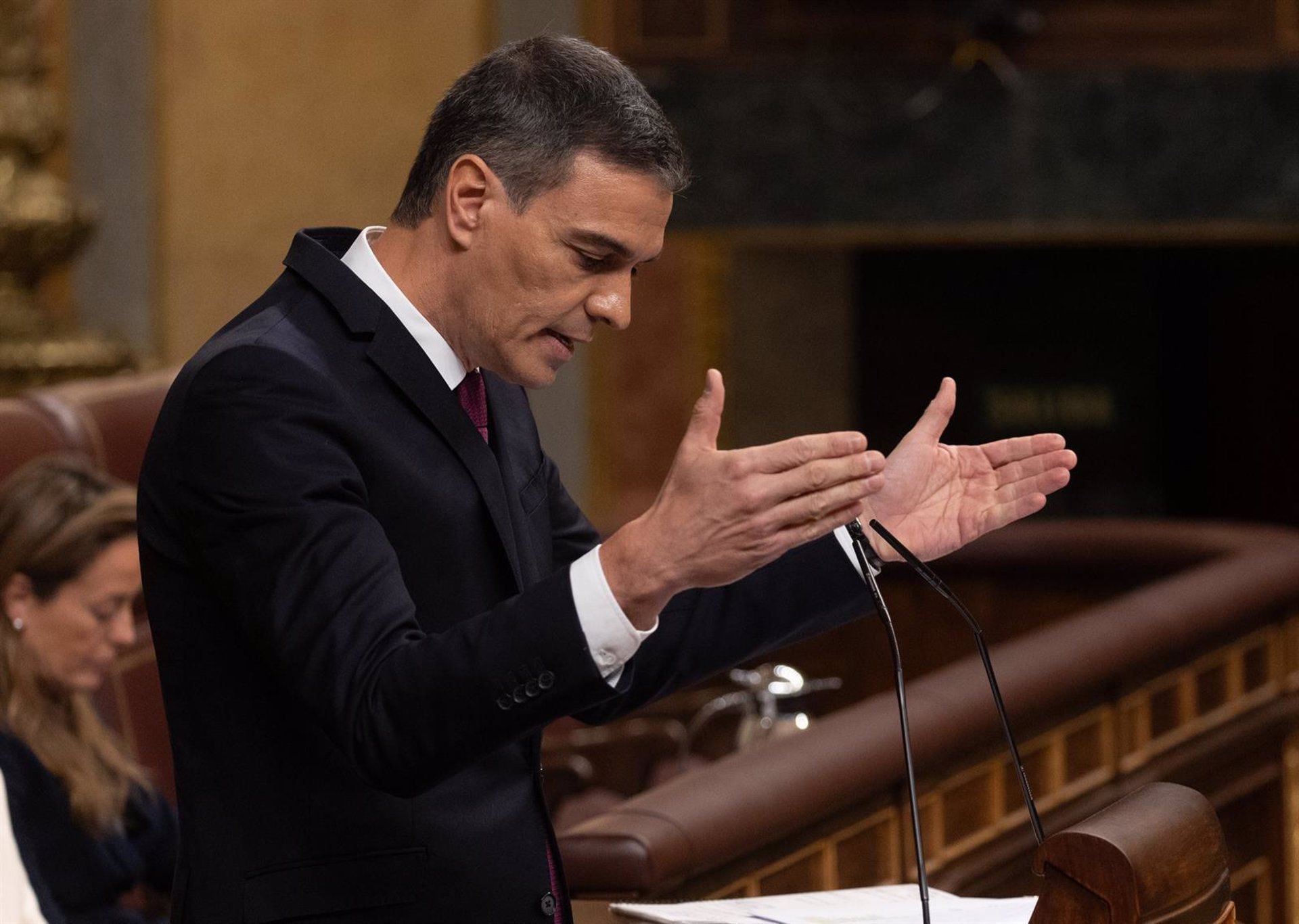 Pedro Sánchez, presidente del Gobierno, este miércoles en el Congreso. (Eduardo Parra/Europa Press)
