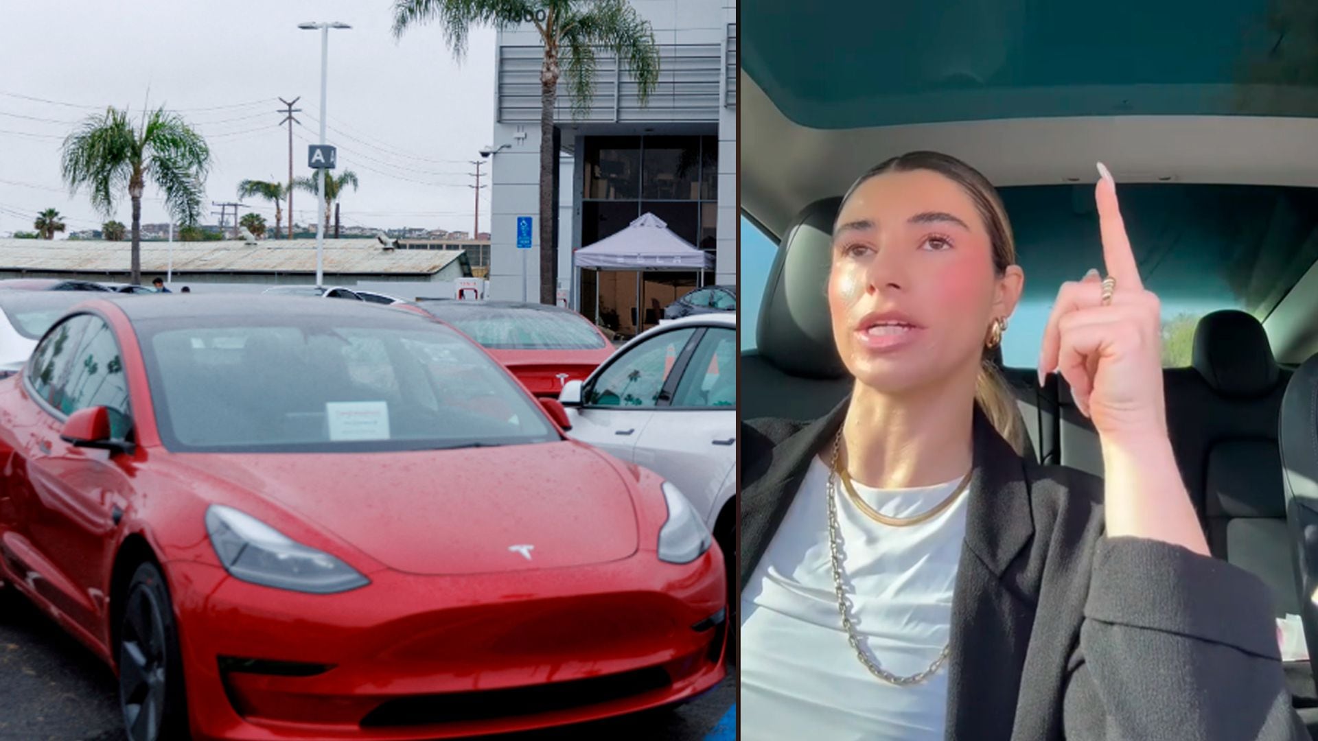TikToker atrapada en su Tesla durante actualización en estacionamiento