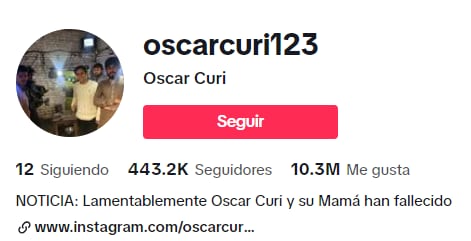 TikTok de Oscar Curi asegura que falleció junto a su madre