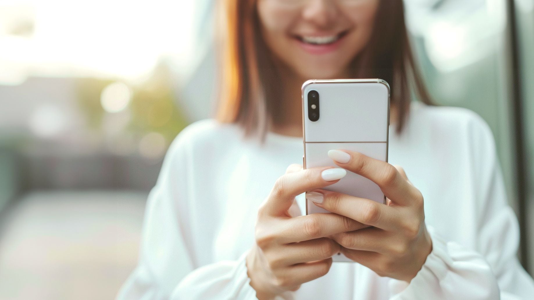 Una mujer con un celular en la mano interactuando con el mismo - (Imagen Ilustrativa Infobae)