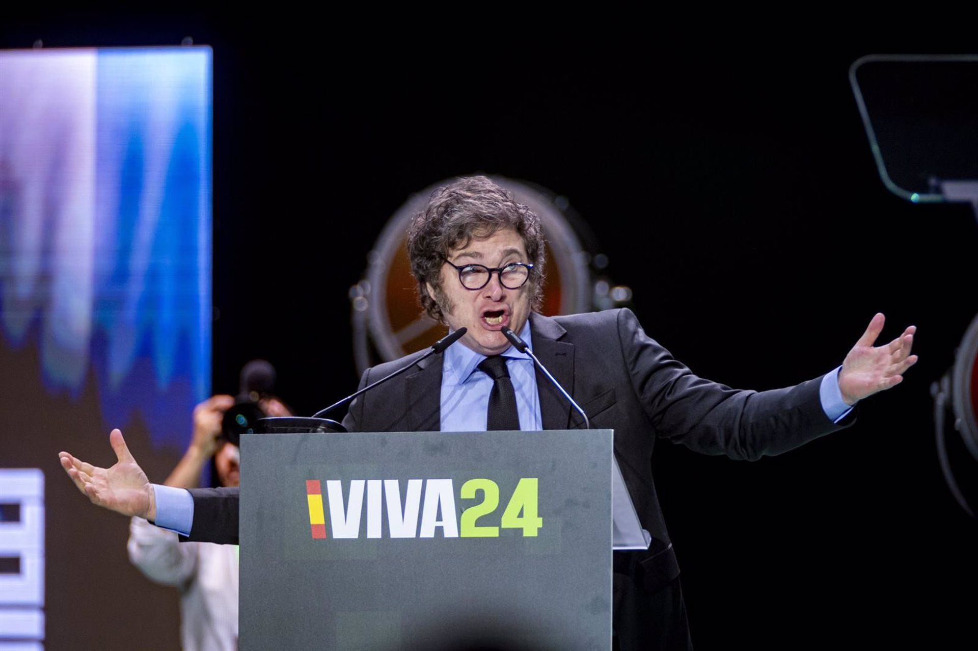 El presidente de Argentina Javier Milei en el acto del partido de ultraderecha Vox (Europa Press/Contacto/Alberto Gardin)
