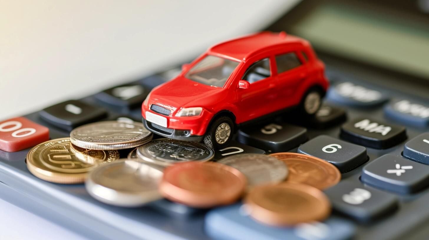 Concepto de costos en la industria automotriz, con un vehículo en miniatura sobre una calculadora y dinero, representando la planificación financiera y el impacto económico en el sector de automóviles. (Imagen ilustrativa Infobae)