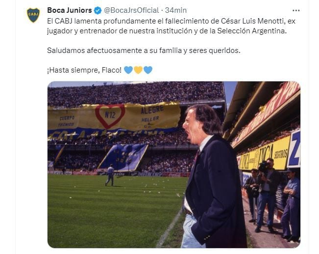 mensaje boca juniors menotti