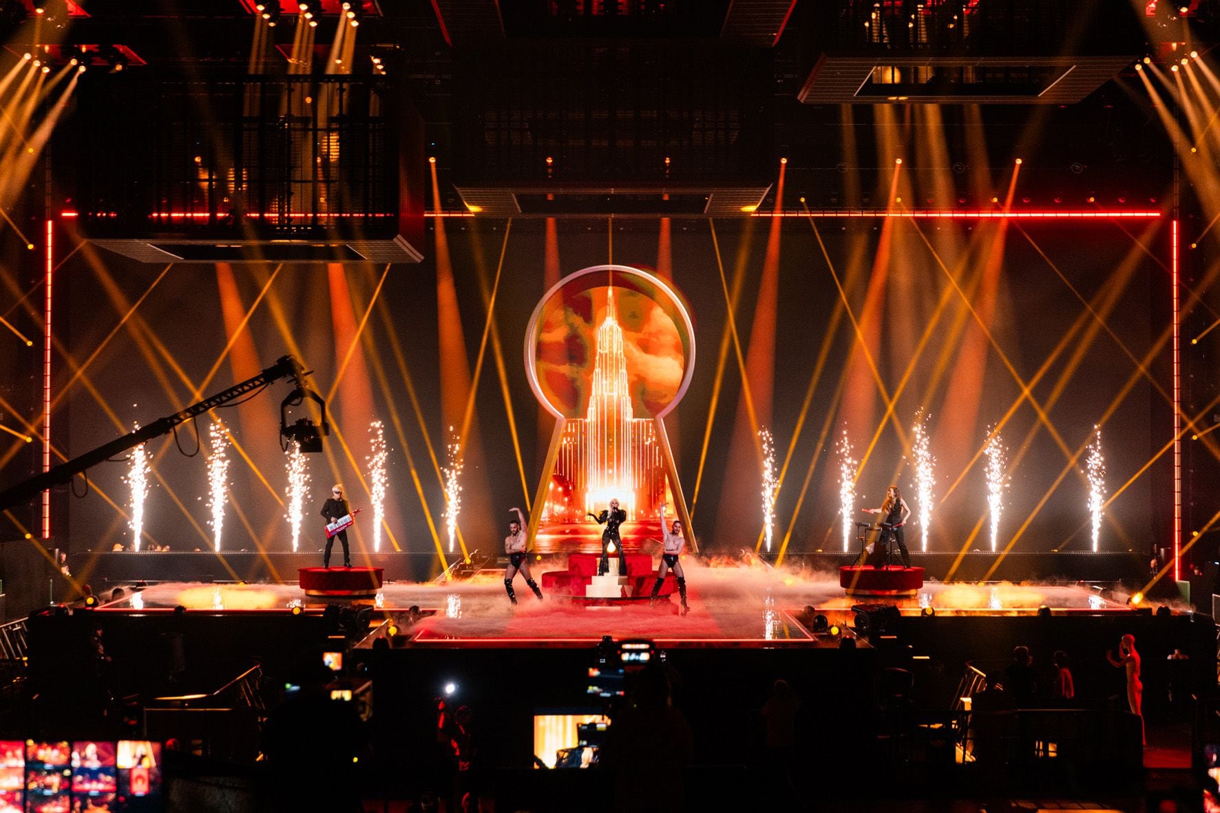 Nebulossa rehearsing ZORRA at the First Rehearsal of the Grand Final at Malmö Arena