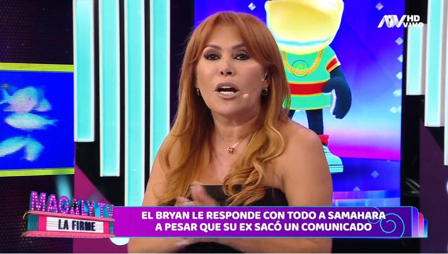 Magaly Medina encara en vivo a Bryan Torres por celos ante viaje de Samahara Lobatón. (Captura: Magaly TV La Firme)