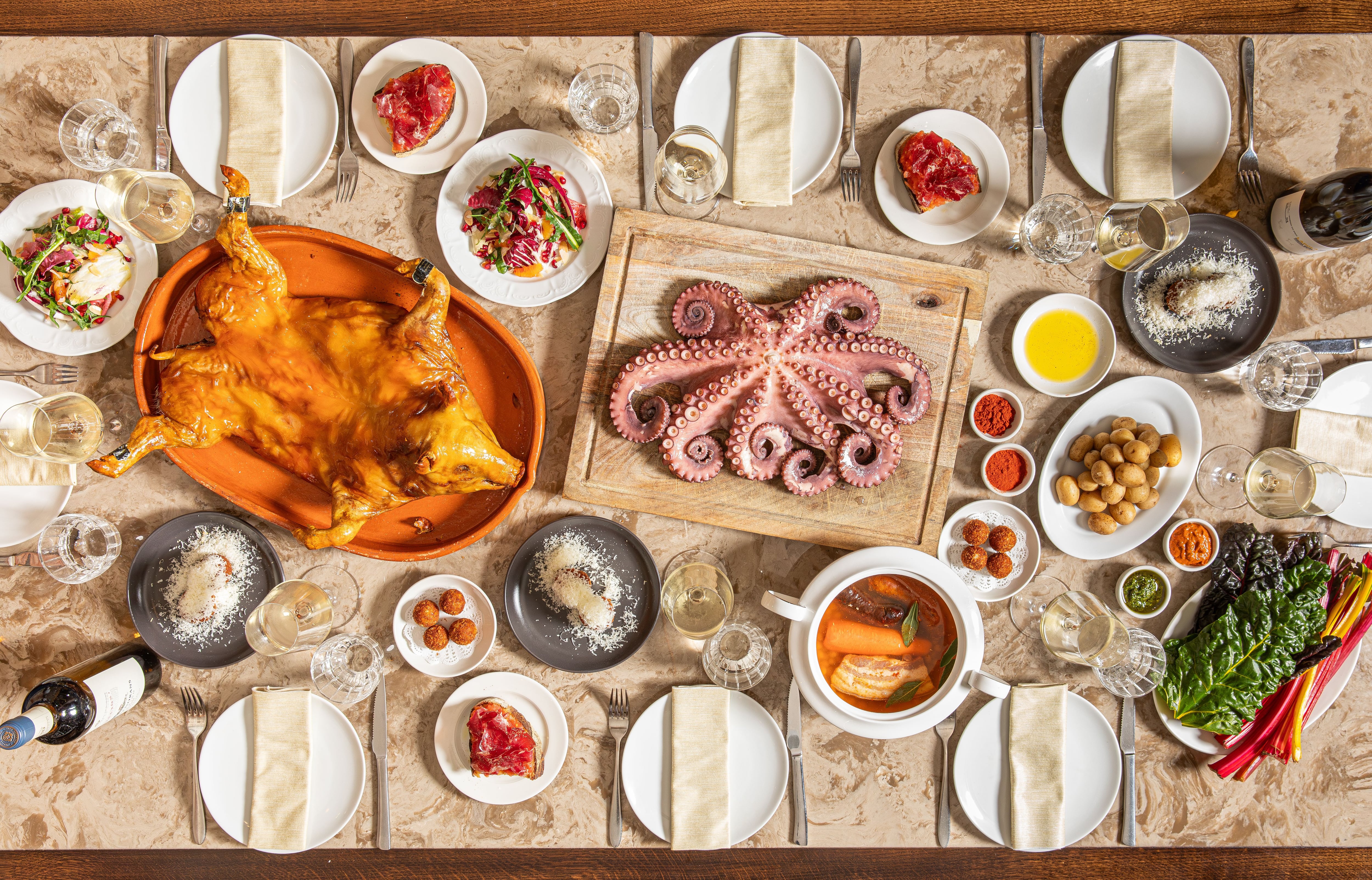 Platos del restaurante Sabor, en Londres