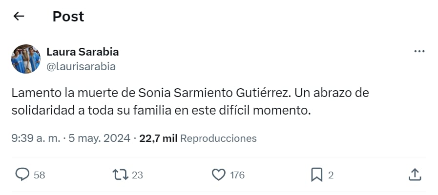 La directora del Dapre, Laura Sarabia, envió condolencias al banquero colombiano y a su familia - crédito red social X